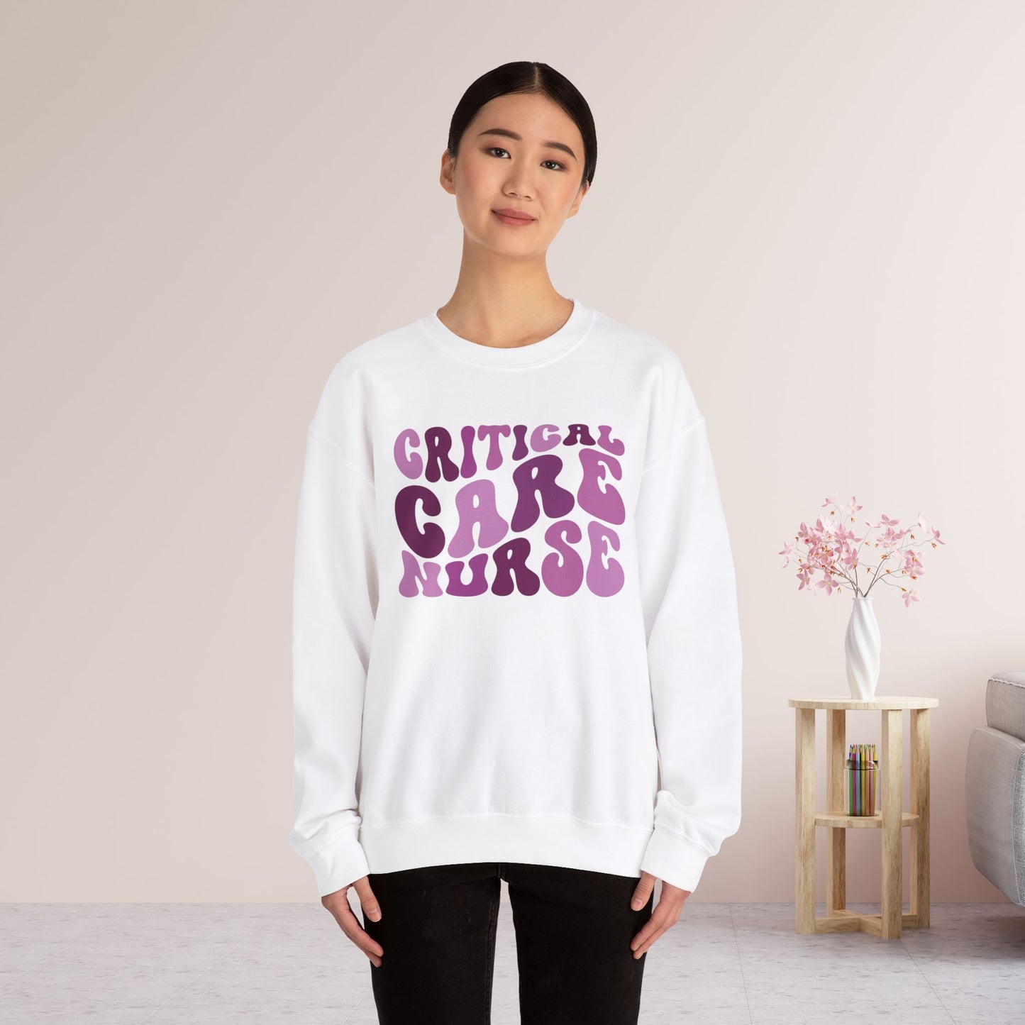 Groovy Purple Critical Care Nurse Sweatshirt