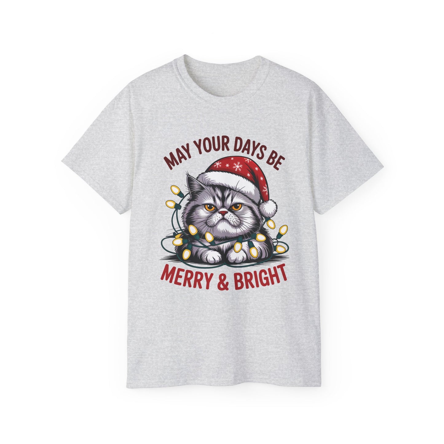 May Your Days Be Merry & Bright Christmas Cat Ultra Cotton Tee