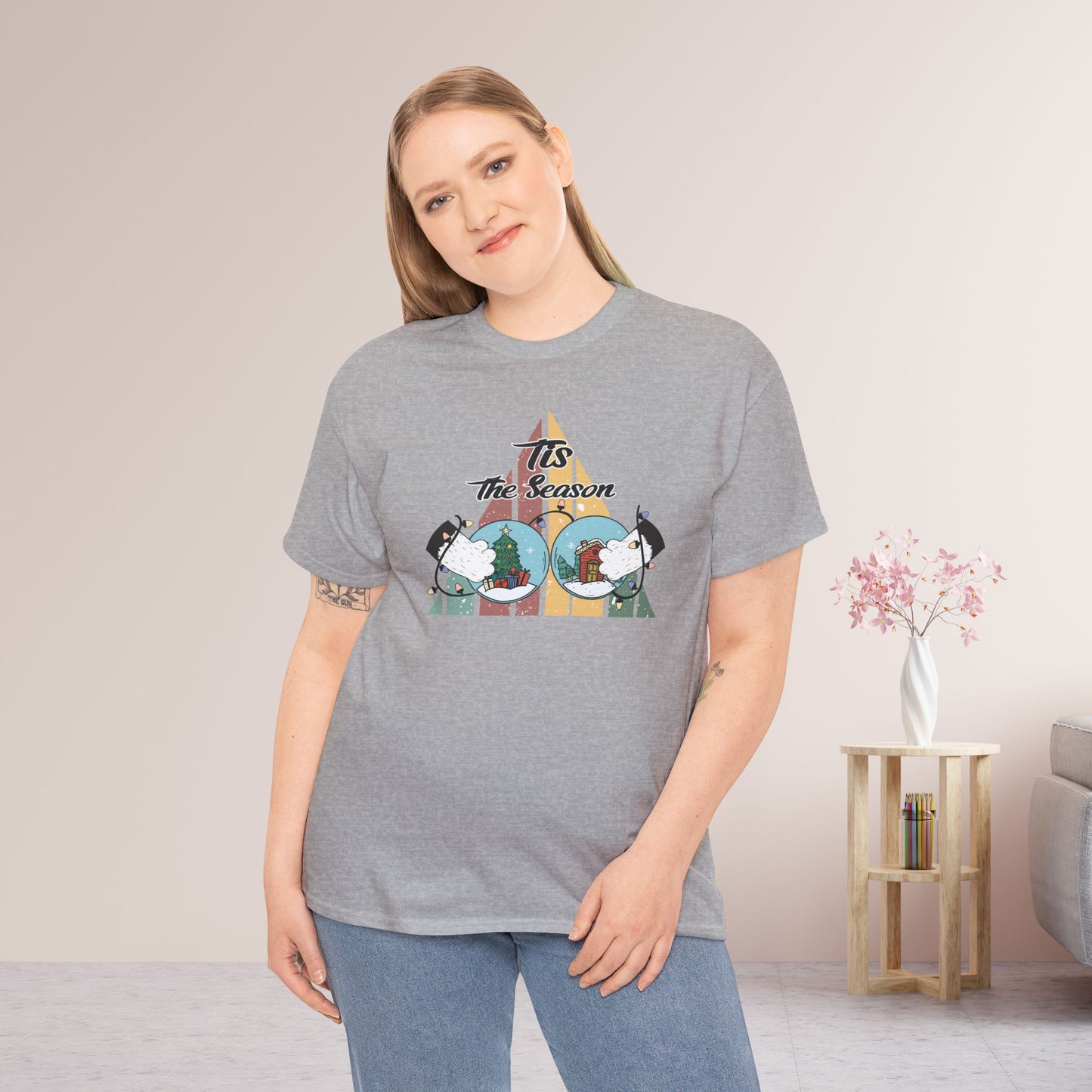 Tis The Season Funny Cat Christmas Heavy Cotton Tee - Cat Lovers Christmas Gift
