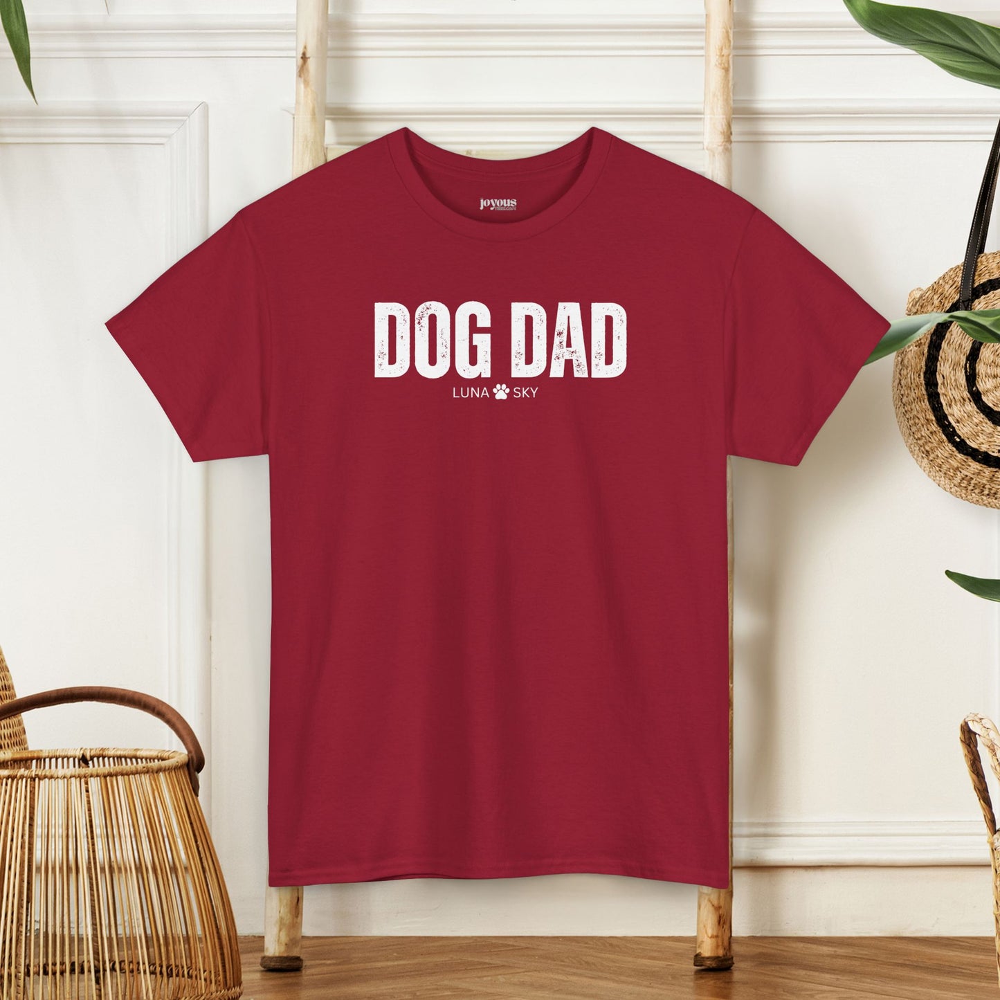 Custom Dog Dad Heavy Cotton Tee with Dogs Name - Personalized Dog Lover Gift