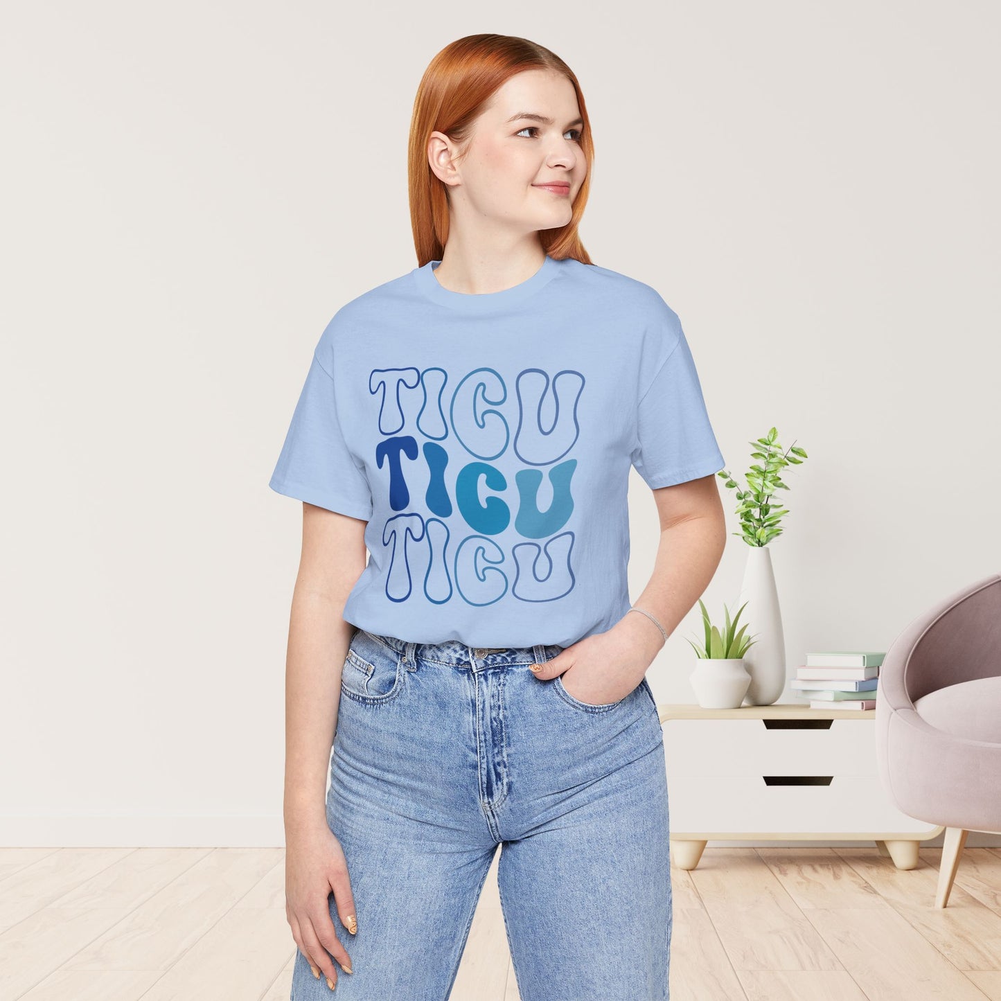 Groovy Blue TICU Shirt - Trauma ICU Nurse Soft Cotton Tee