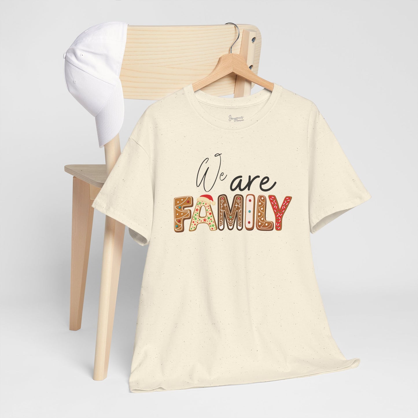 We Are Family Christmas Cookie Heavy Cotton Tee - Christmas Pajama Shirt