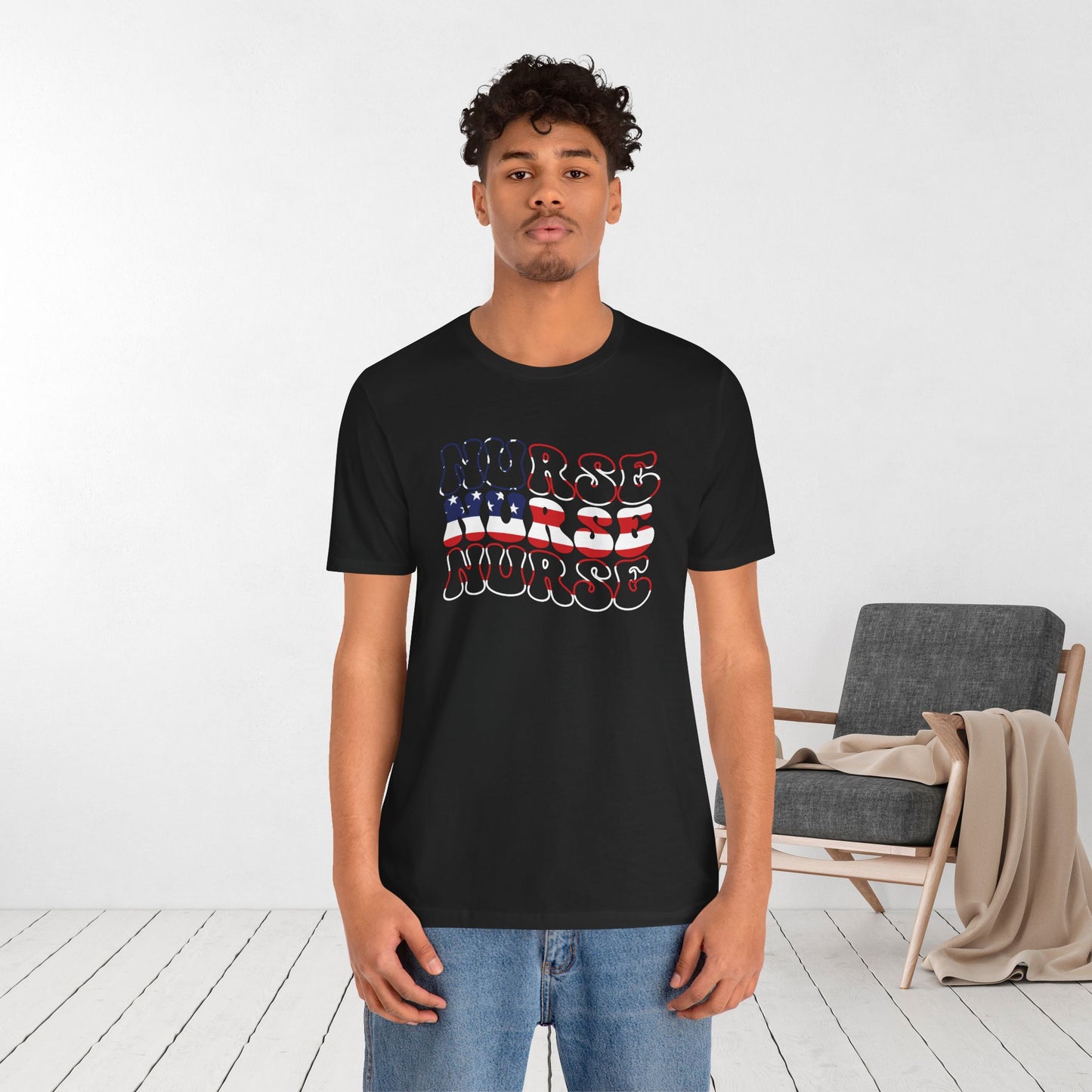 Groovy Patriotic Nurse Shirt - 4th of July Registered Nurse Soft Cotton Tee