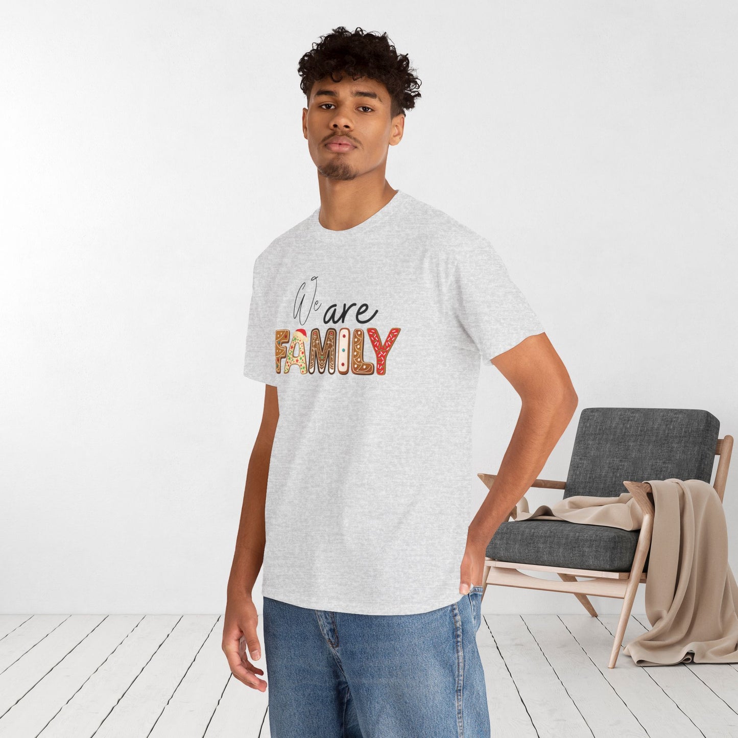 We Are Family Christmas Cookie Heavy Cotton Tee - Christmas Pajama Shirt