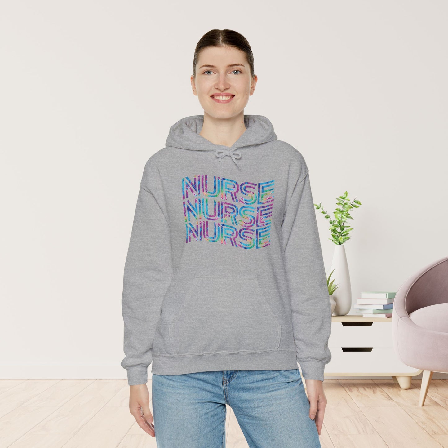 Tie Dye Wavy Nurse Hoodie - Registered Nurse Hoodie