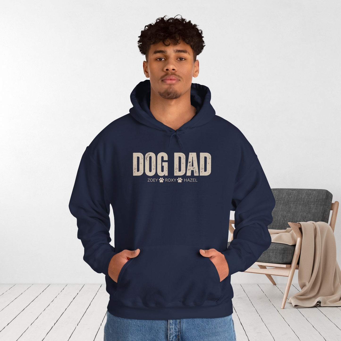 Custom Dog Dad Hoodie with Dogs Name - Personalized Gift for Dog Dad