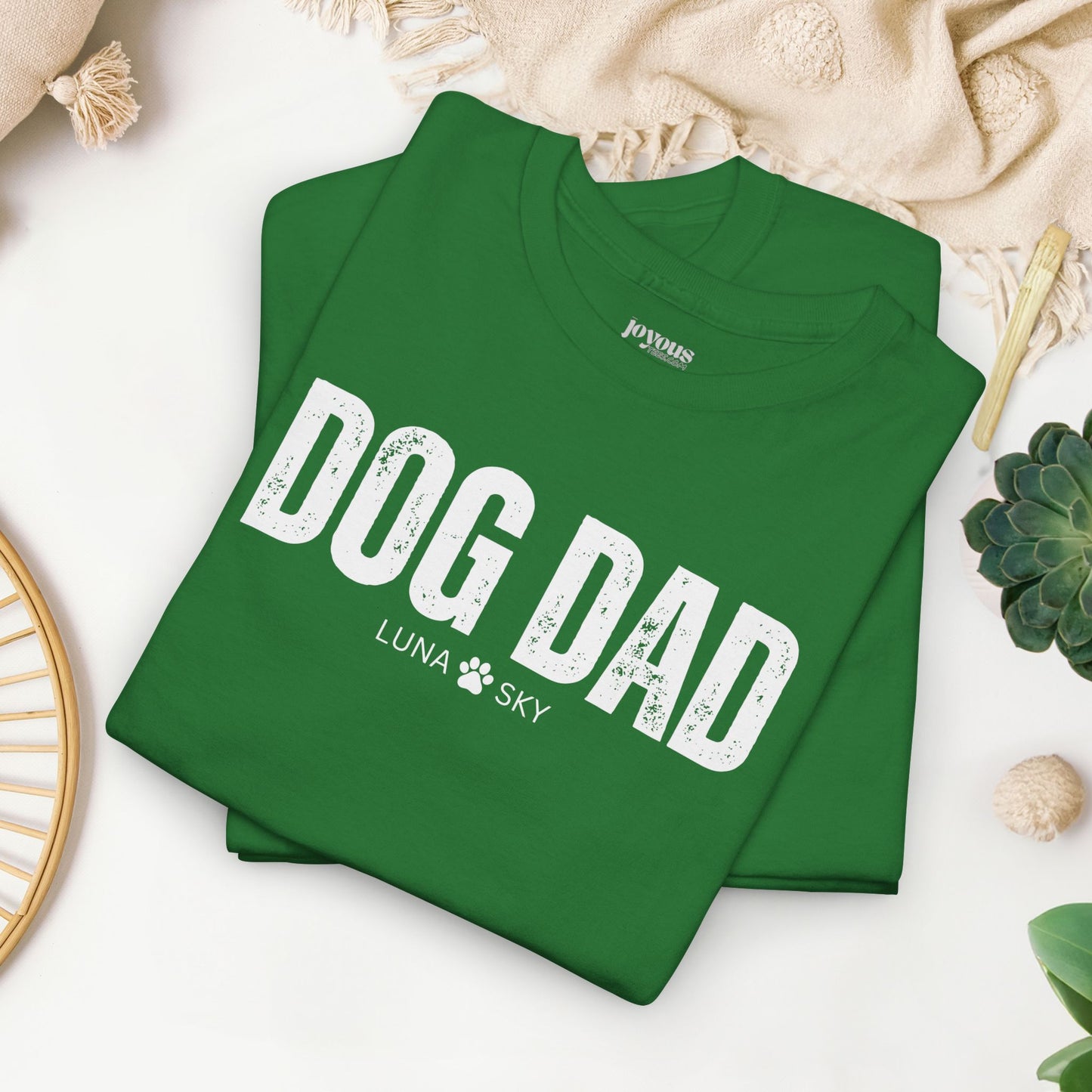 Custom Dog Dad Heavy Cotton Tee with Dogs Name - Personalized Dog Lover Gift