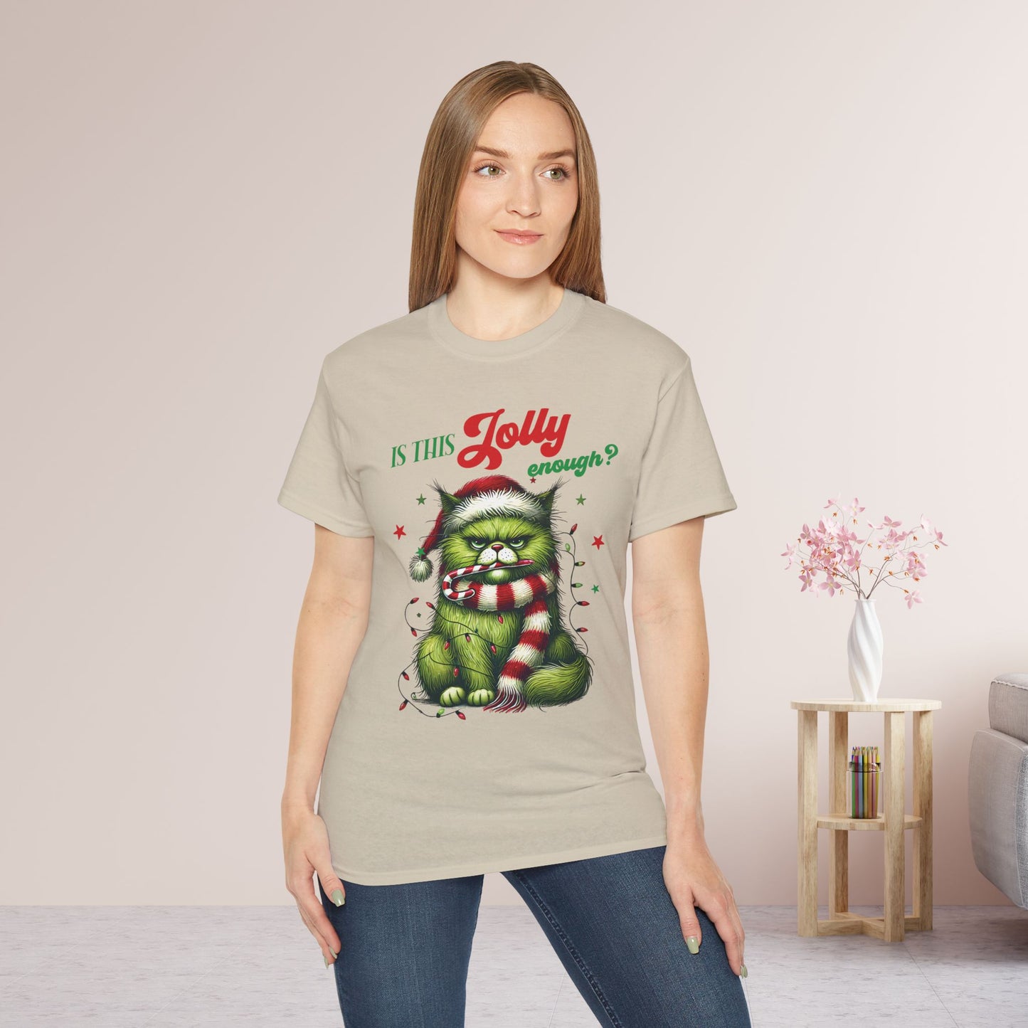 Is This Jolly Enough Grumpy Christmas Cat Ultra Cotton Tee