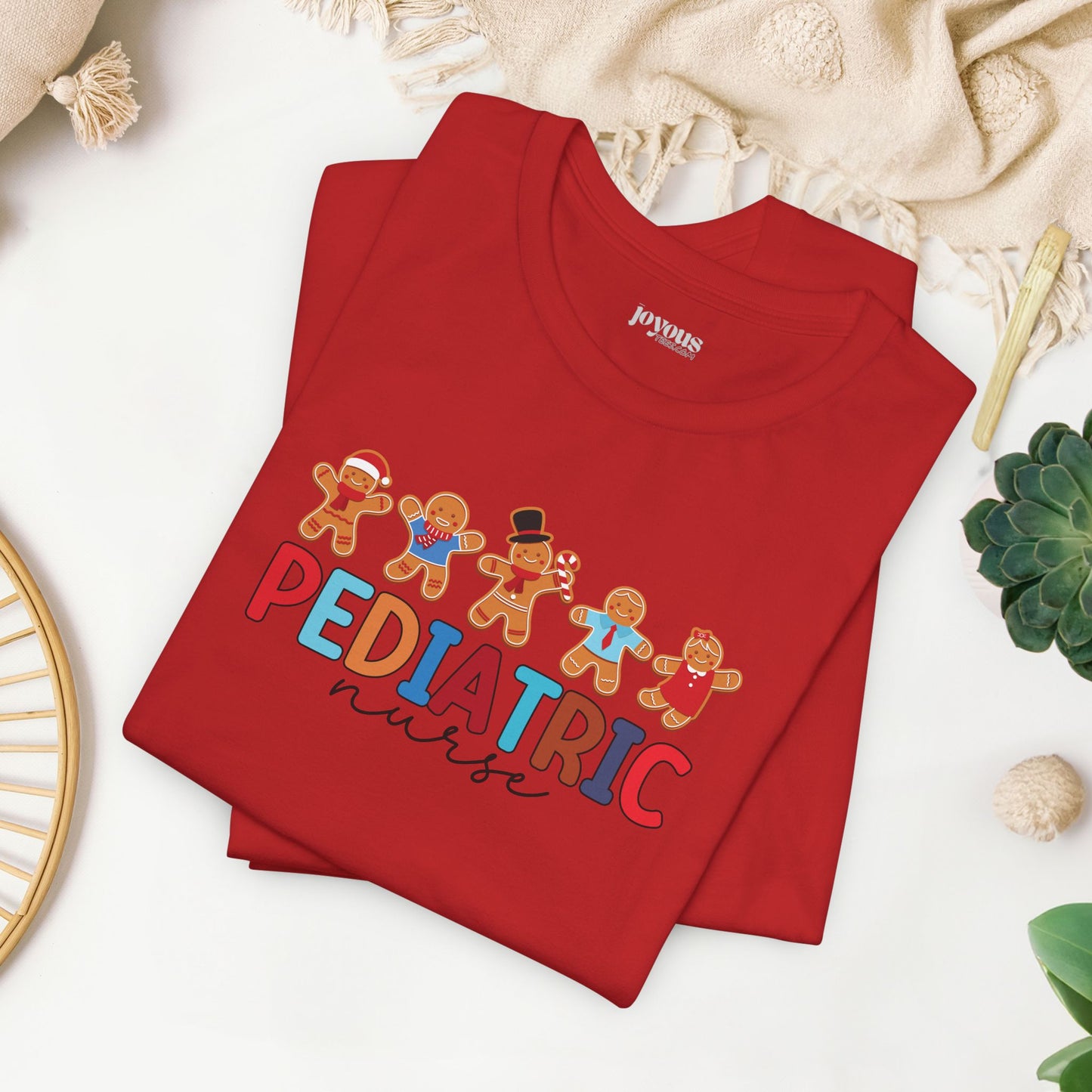 Christmas Pediatric Nurse Soft Cotton Tee with Gingerbread Men