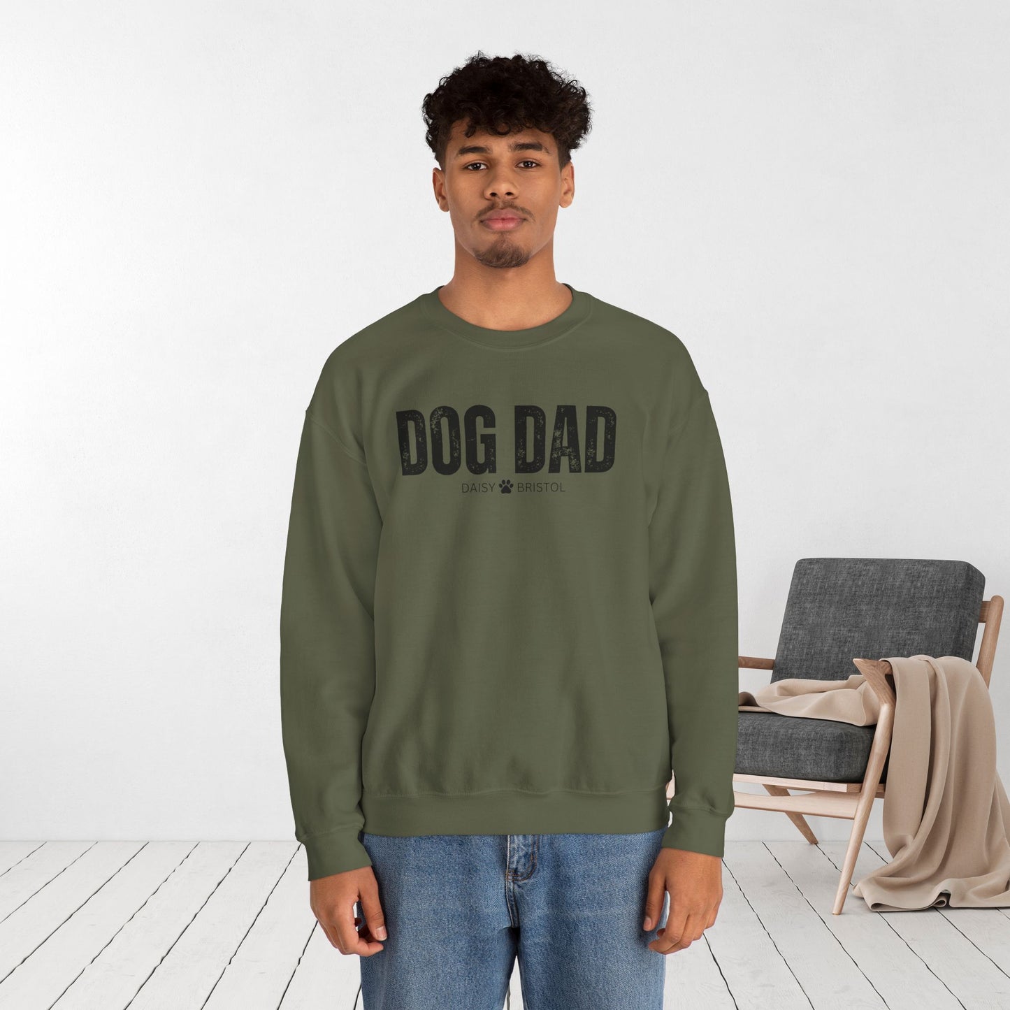Custom Dog Dad Sweatshirt with Dogs Name - Personalized Gift for Dog Dad