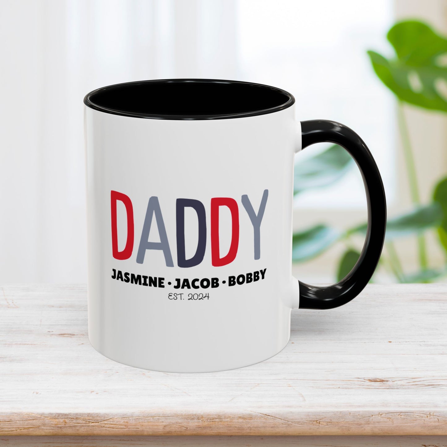 Personalized Daddy Coffee Mug with Kids Names - Custom Dad Gifts for Father's Day