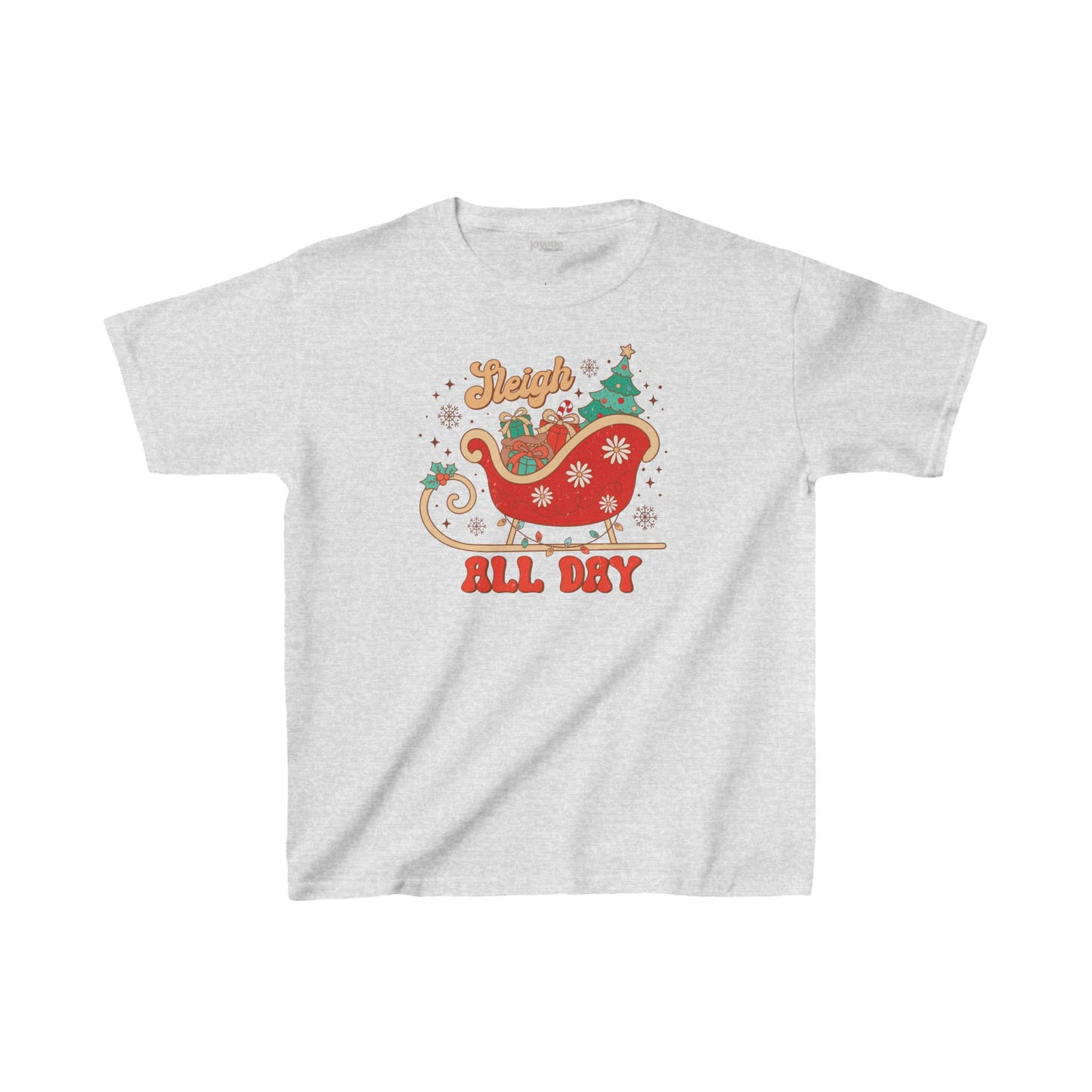 Sleigh All Day Youth Christmas Shirt - Retro Christmas Tee