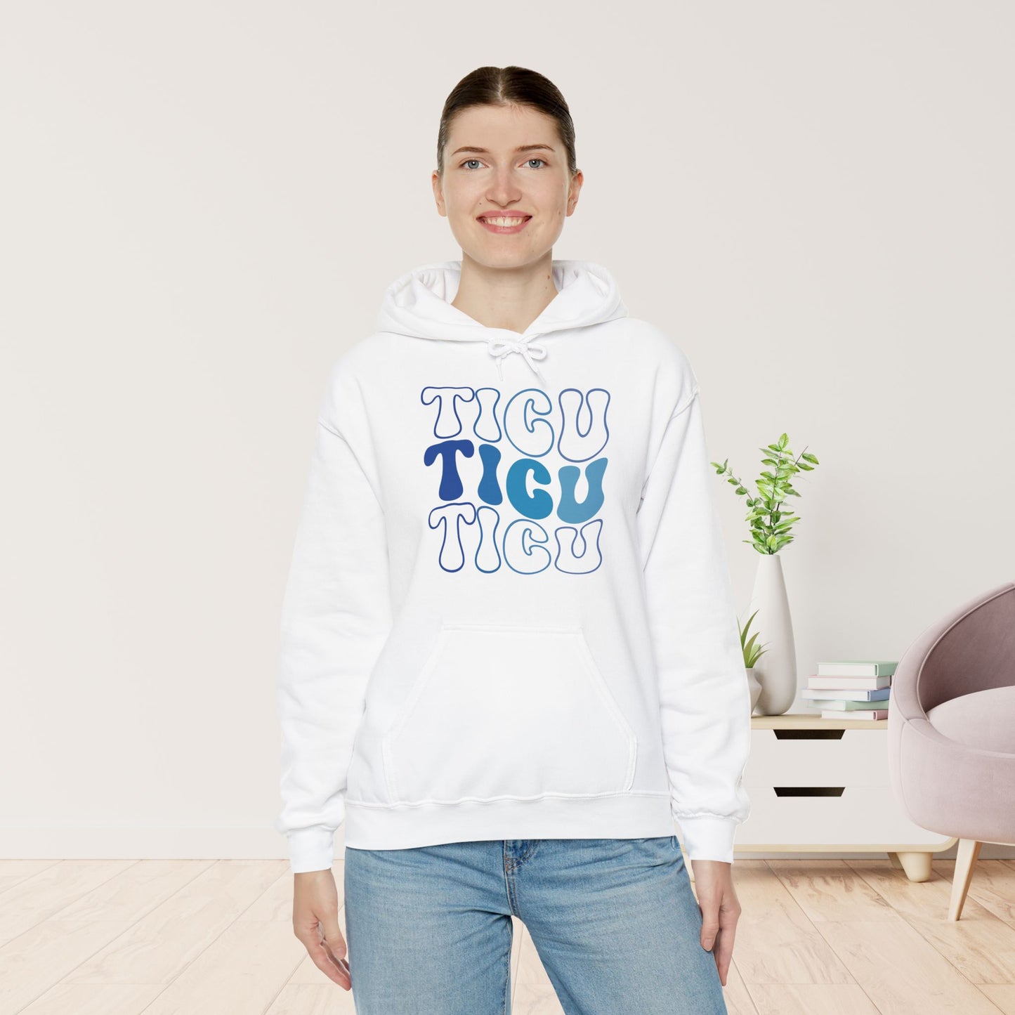 Groovy Blue TICU Hoodie - Trauma ICU Nurse Hoodie