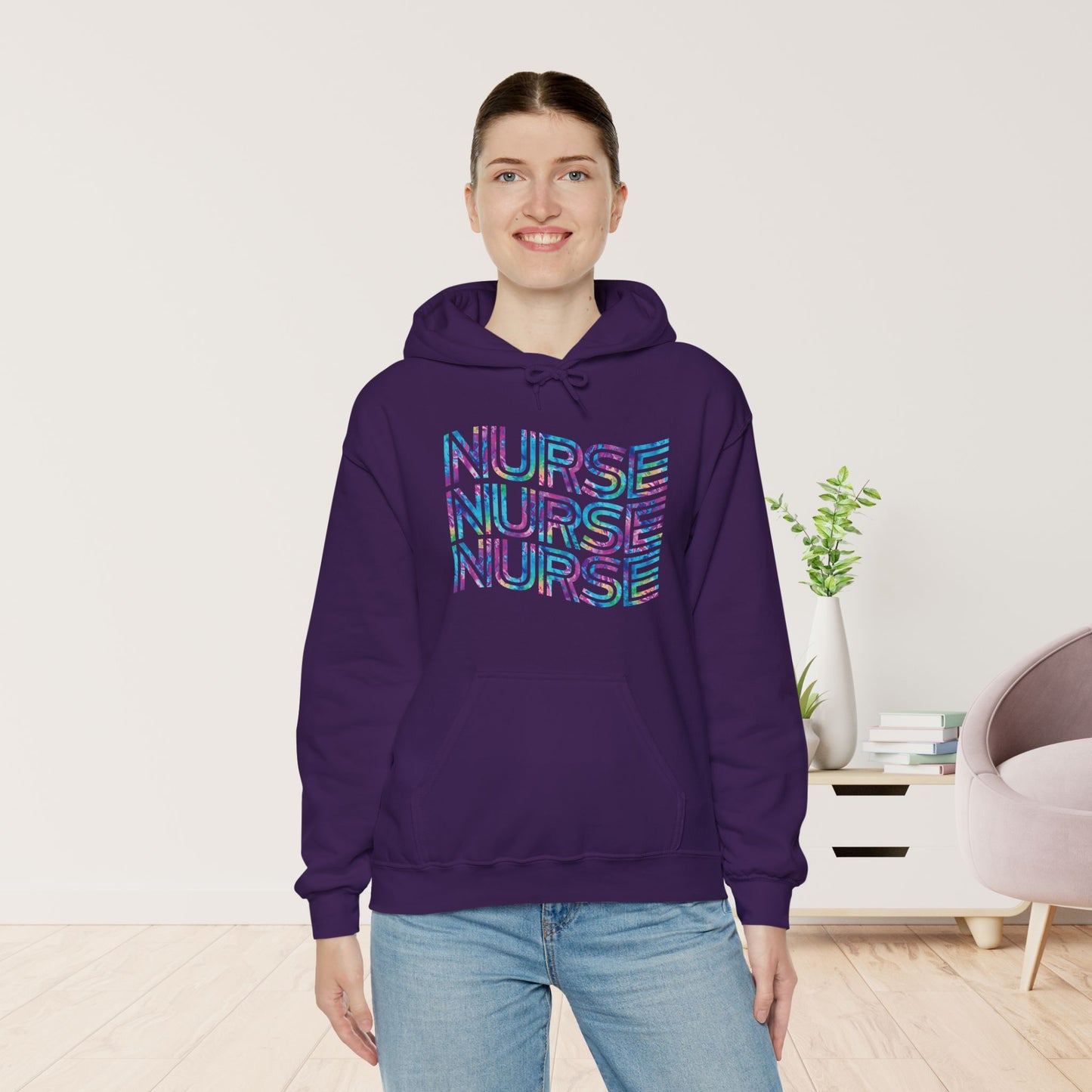 Tie Dye Wavy Nurse Hoodie - Registered Nurse Hoodie
