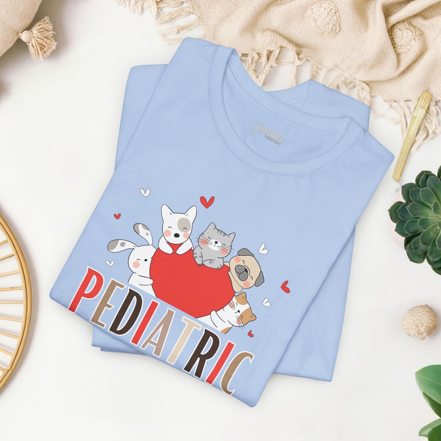Pediatric Nurse Soft Cotton Tee with Cute Dogs and Cats for PEDS Nurse