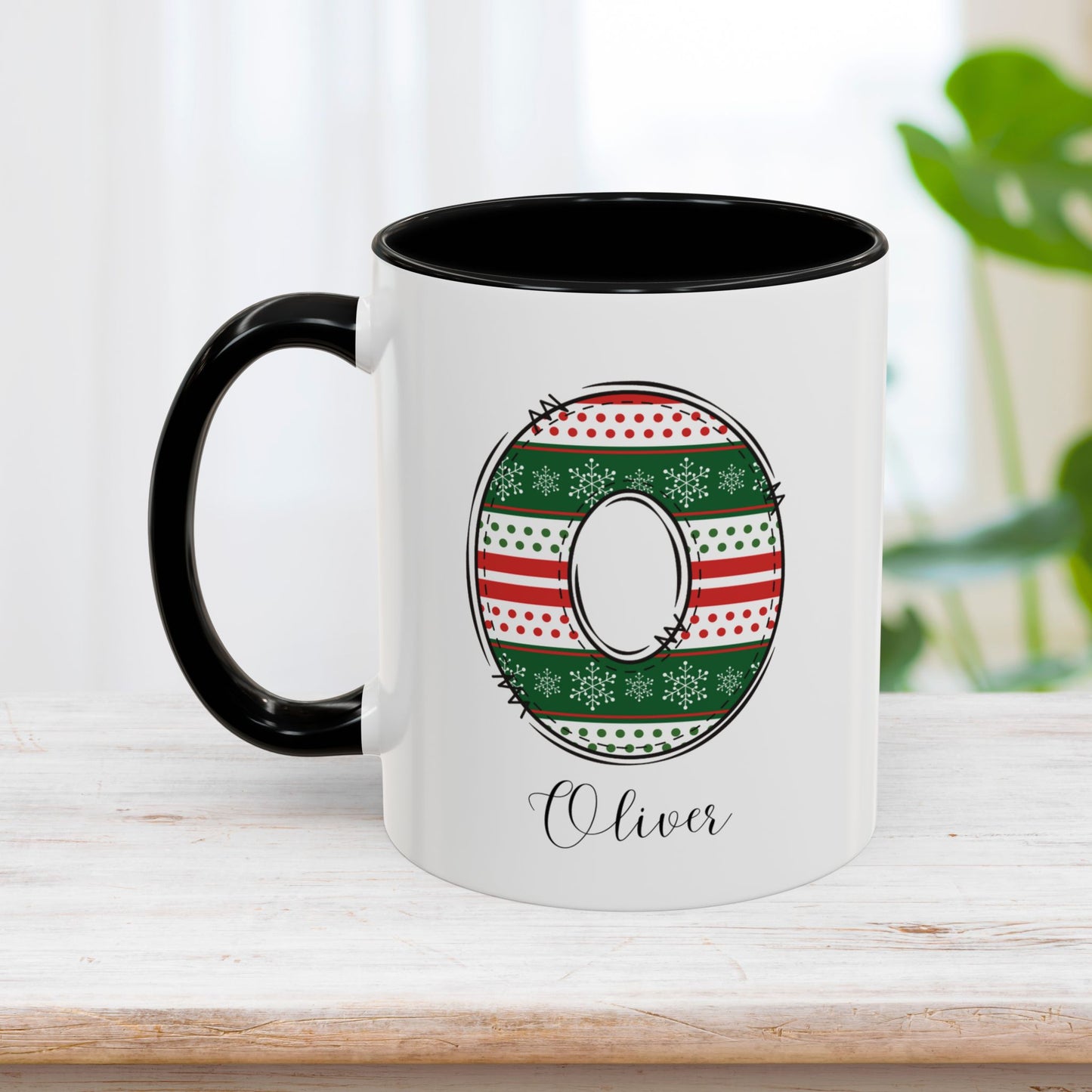 Custom Christmas Initial Letter Mug with Name - Personalized Christmas Gifts A-Z