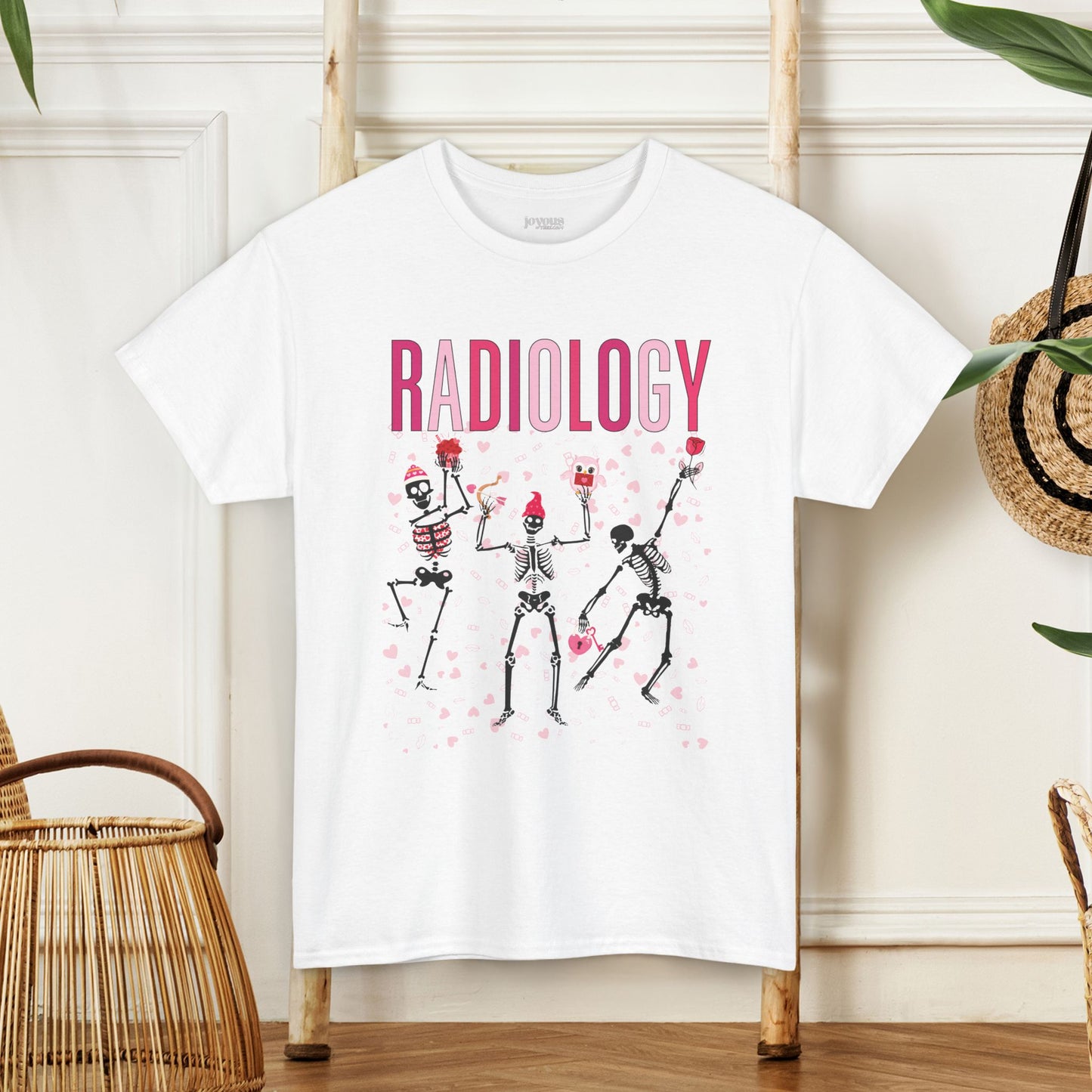 Dancing Skeleton Valentine's Day Radiology Heavy Cotton Tee