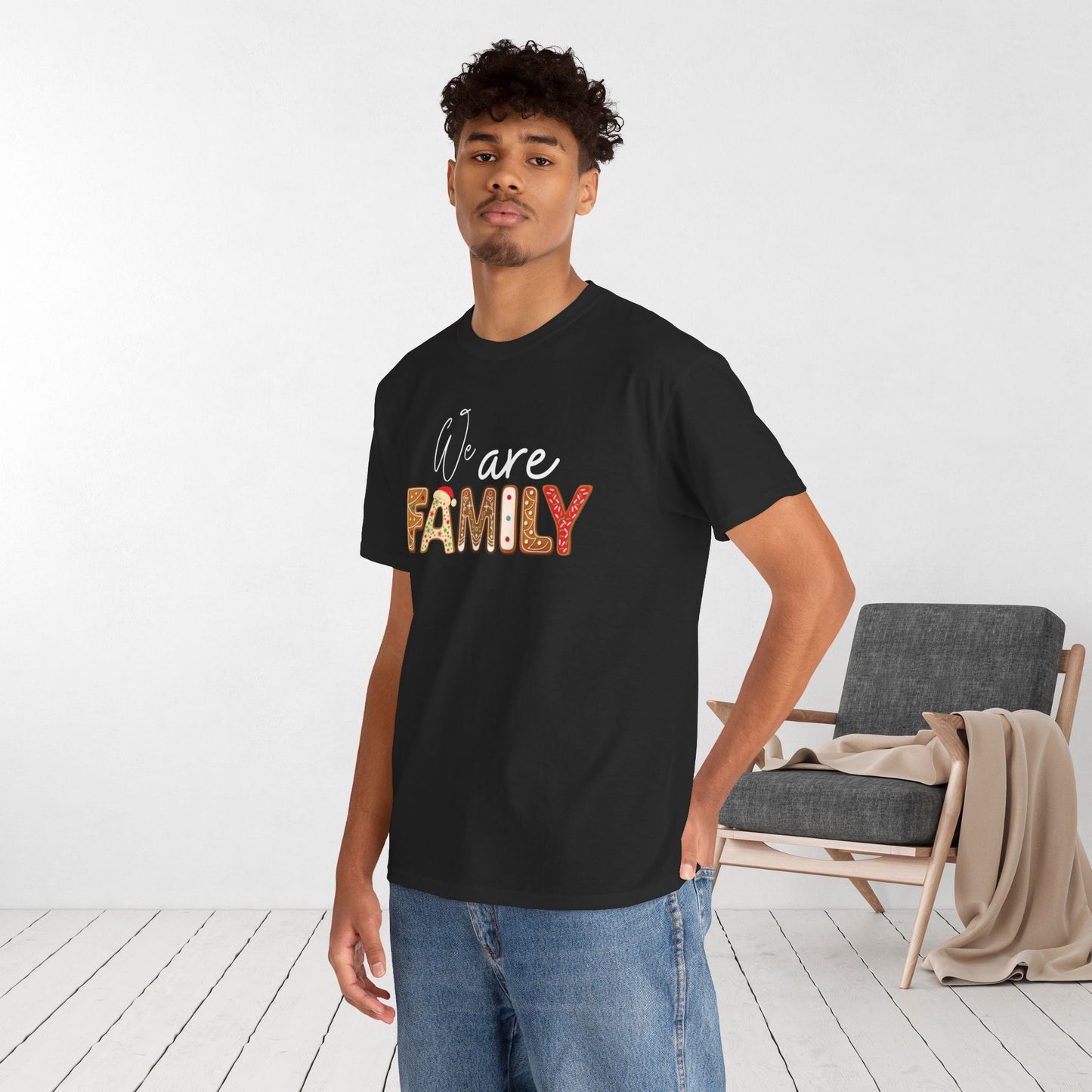 We Are Family Christmas Cookie Heavy Cotton Tee - Christmas Pajama Shirt