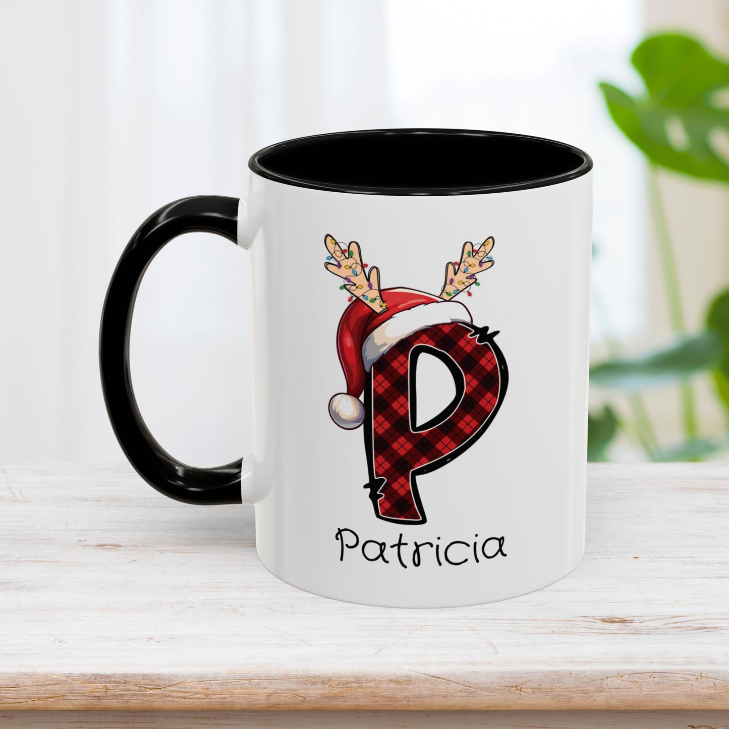 Custom Name Christmas Plaid Initial Letter Mug - Personalized Christmas Gifts A-Z