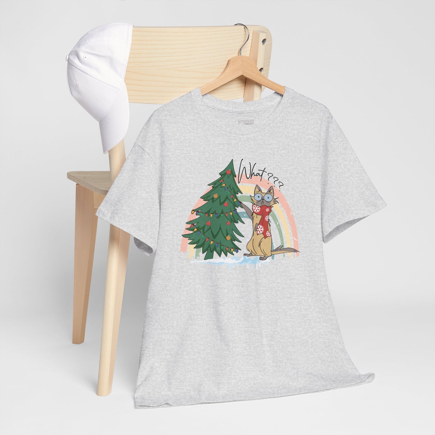 What??? Funny Cat Christmas Heavy Cotton Tee - Cat Lovers Christmas Gift