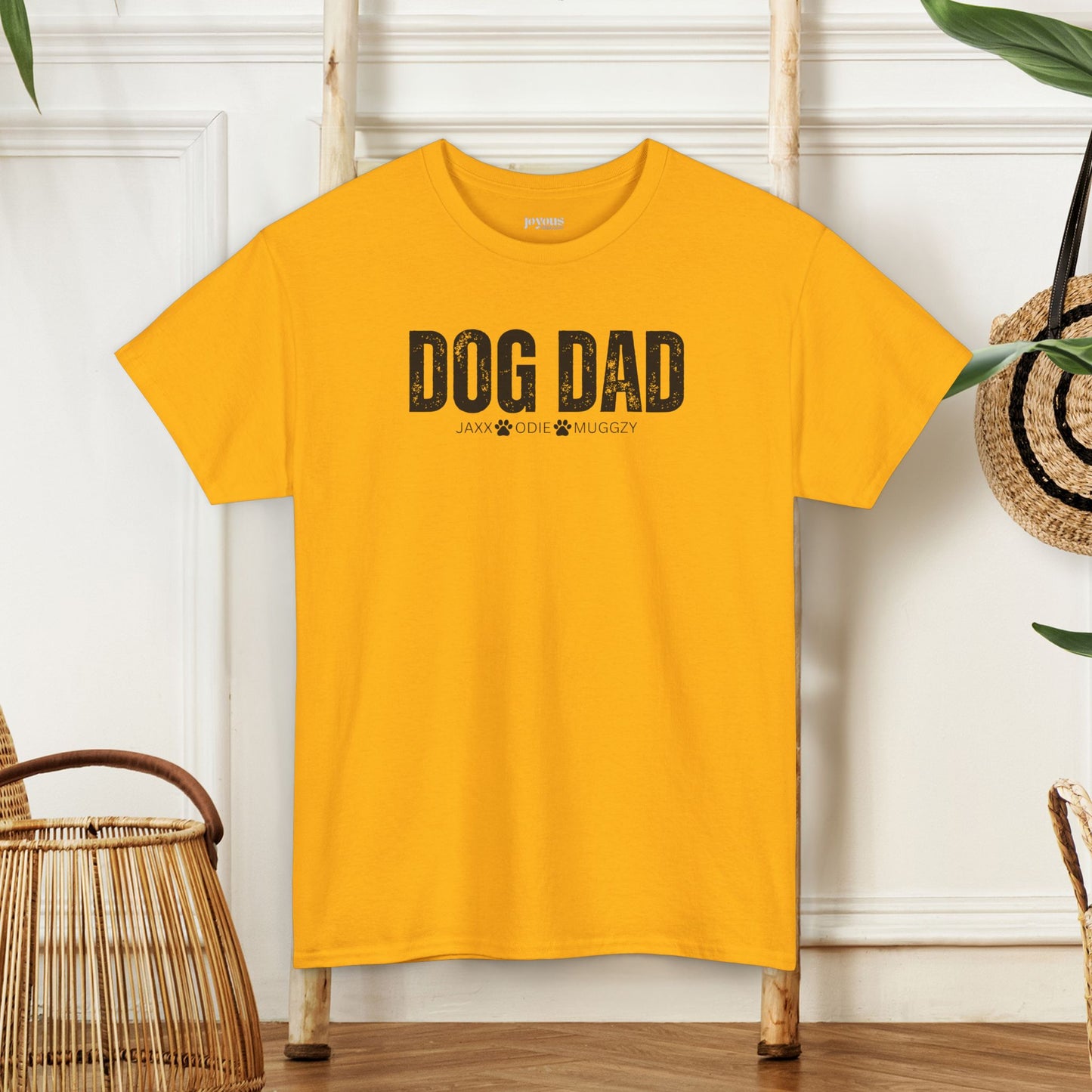 Custom Dog Dad Heavy Cotton Tee with Dogs Name - Personalized Dog Lover Gift