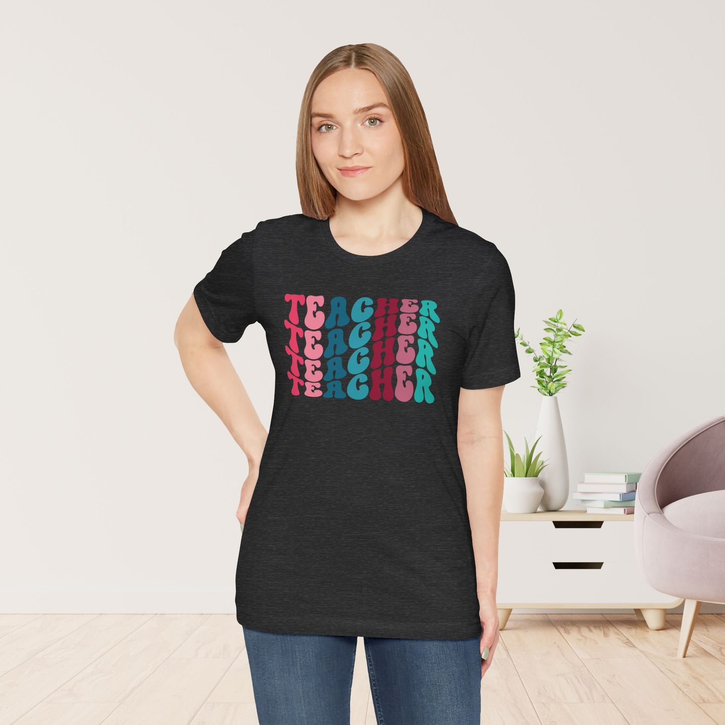 Groovy Colorful Teacher Soft Cotton Tee for School Teachers