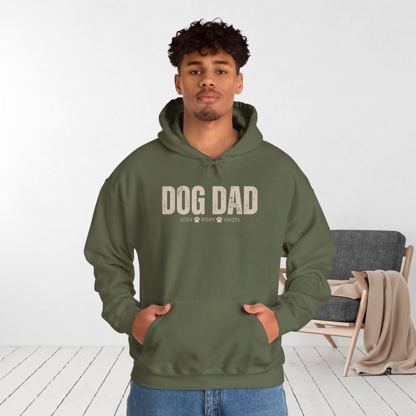 Custom Dog Dad Hoodie with Dogs Name - Personalized Gift for Dog Dad