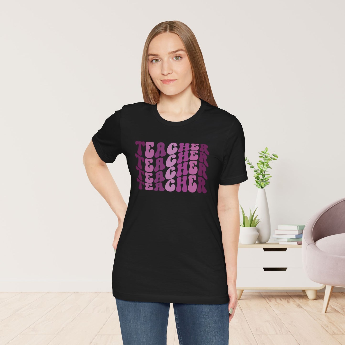 Groovy Purple Teacher Soft Cotton Tee for School Teachers