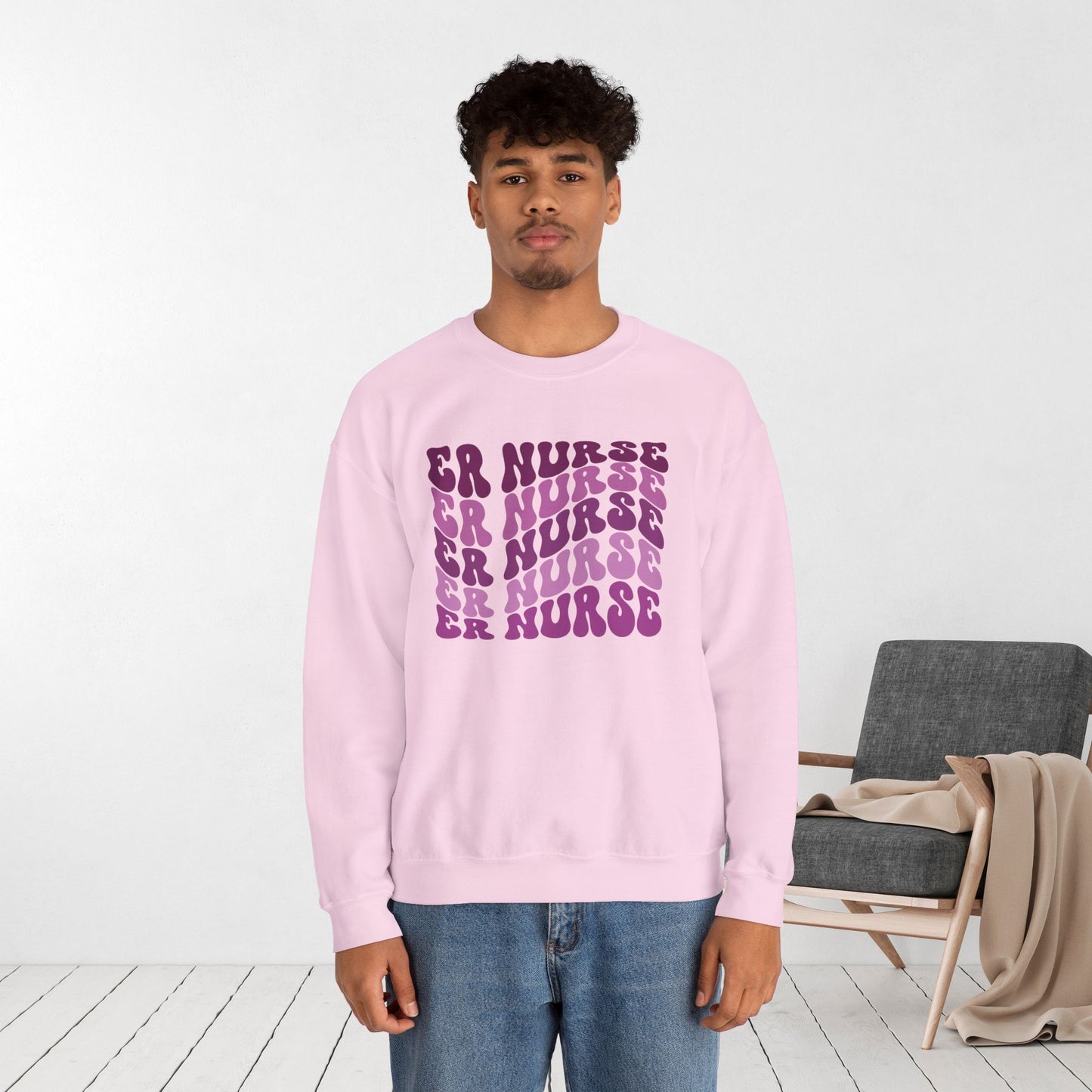 Groovy Purple ER Nurse Sweatshirt - Emergency Nurse Sweatshirt