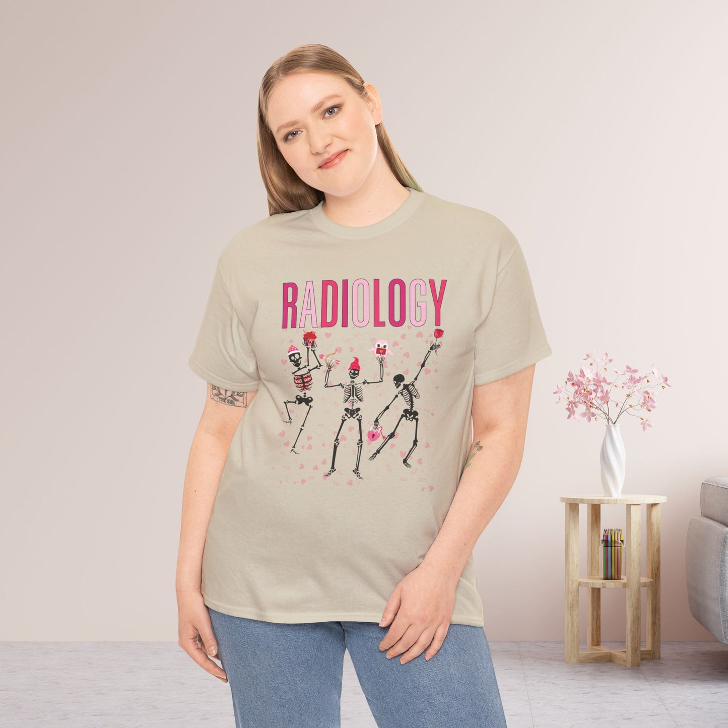Dancing Skeleton Valentine's Day Radiology Heavy Cotton Tee