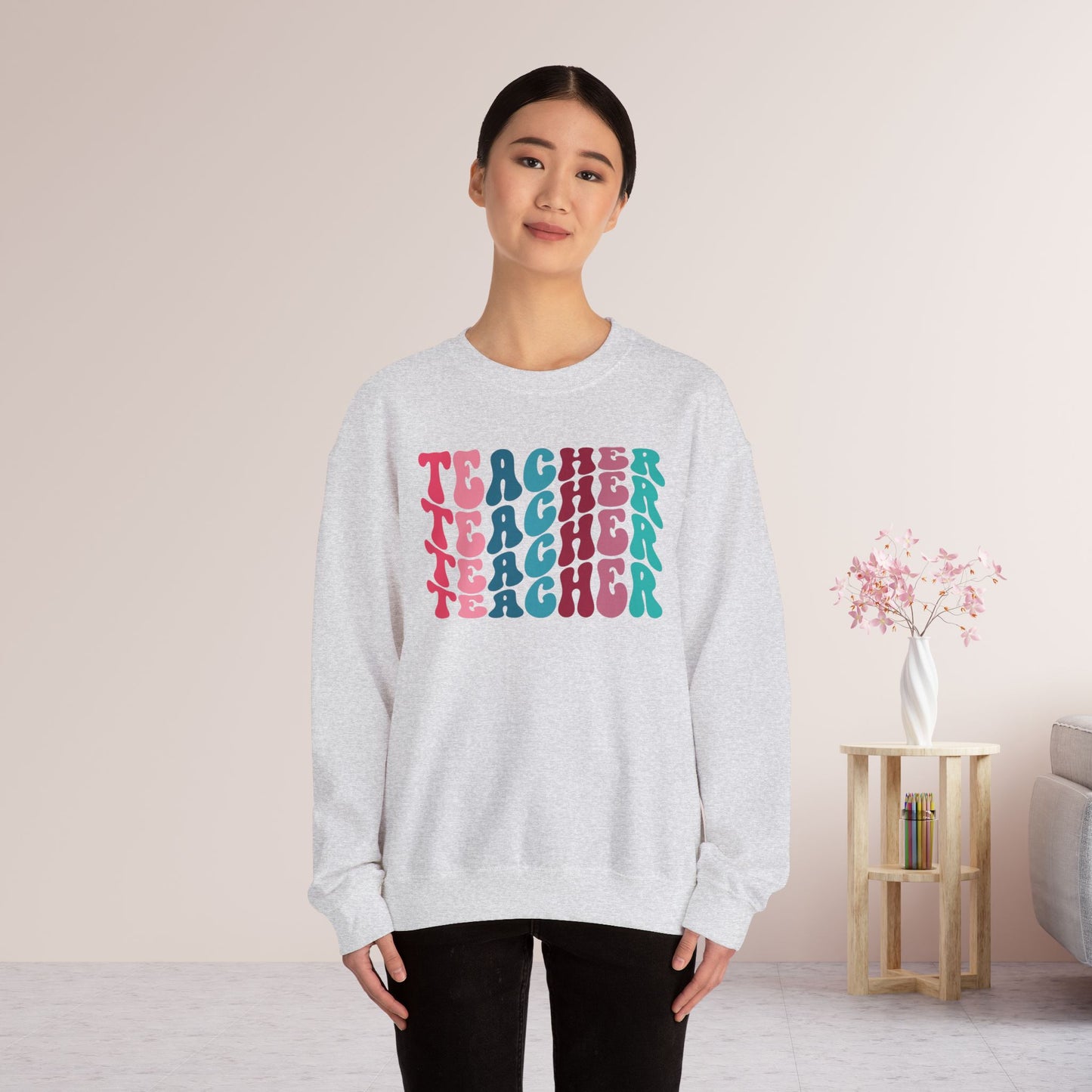 Groovy Colorful Teacher Sweatshirt for School Teachers
