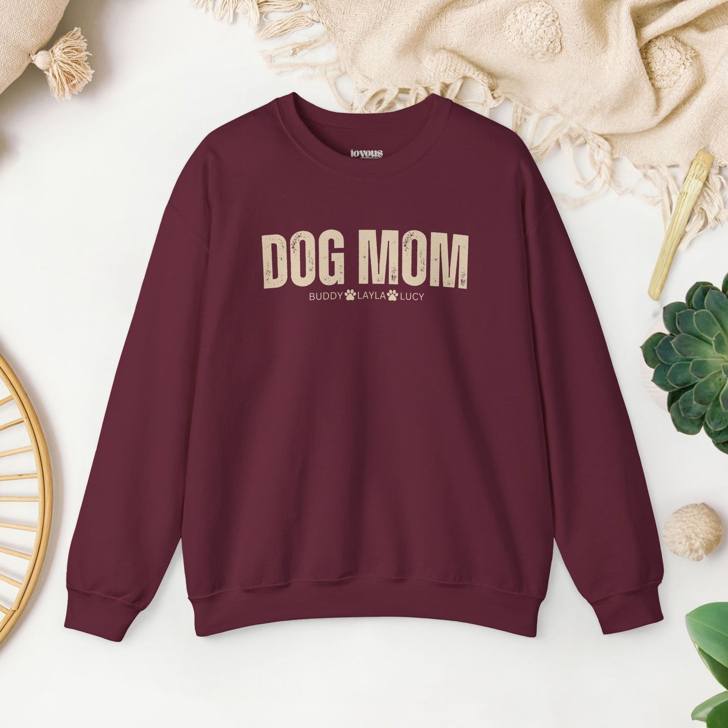 Custom Dog Mom Sweatshirt with Dogs Name - Personalized Gift for Dog Mom
