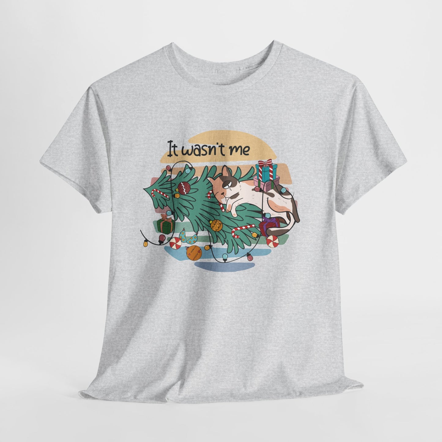It Wasn't Me Funny Cat Christmas Heavy Cotton Tee - Cat Lovers Christmas Gift