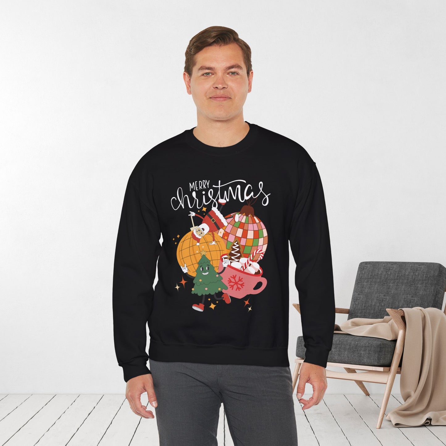 Retro Christmas Ornament Sweatshirt - Christmas Crewneck Pullover