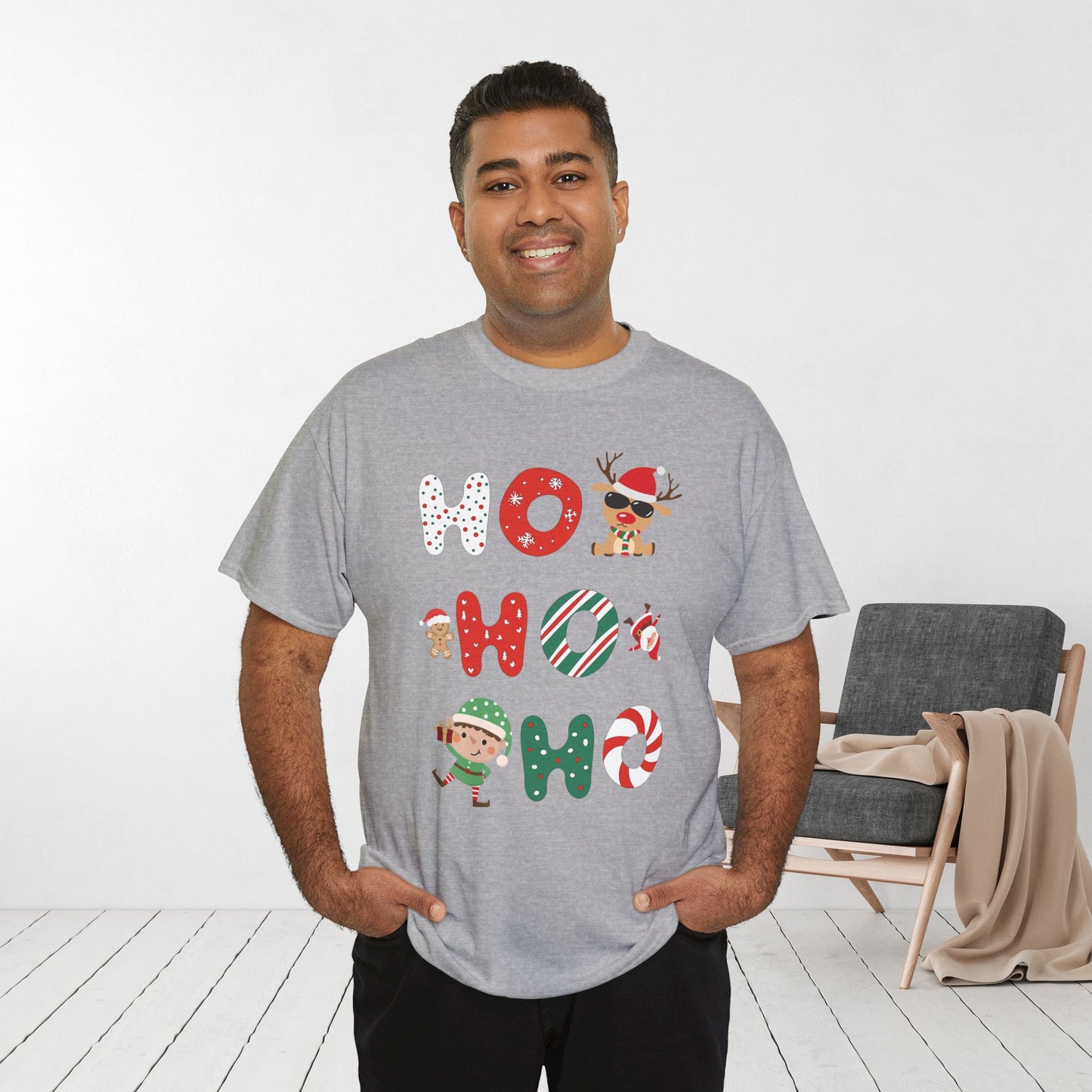 Ho Ho Ho Christmas Shirt - Matching Family Christmas Heavy Cotton Tee