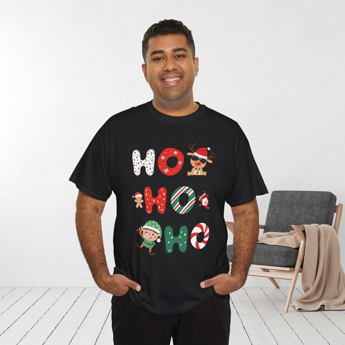 Ho Ho Ho Christmas Shirt - Matching Family Christmas Heavy Cotton Tee