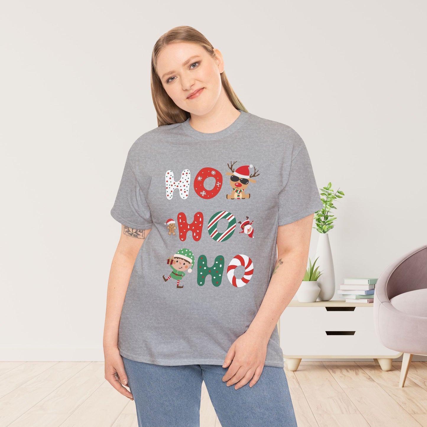 Ho Ho Ho Christmas Shirt - Matching Family Christmas Heavy Cotton Tee
