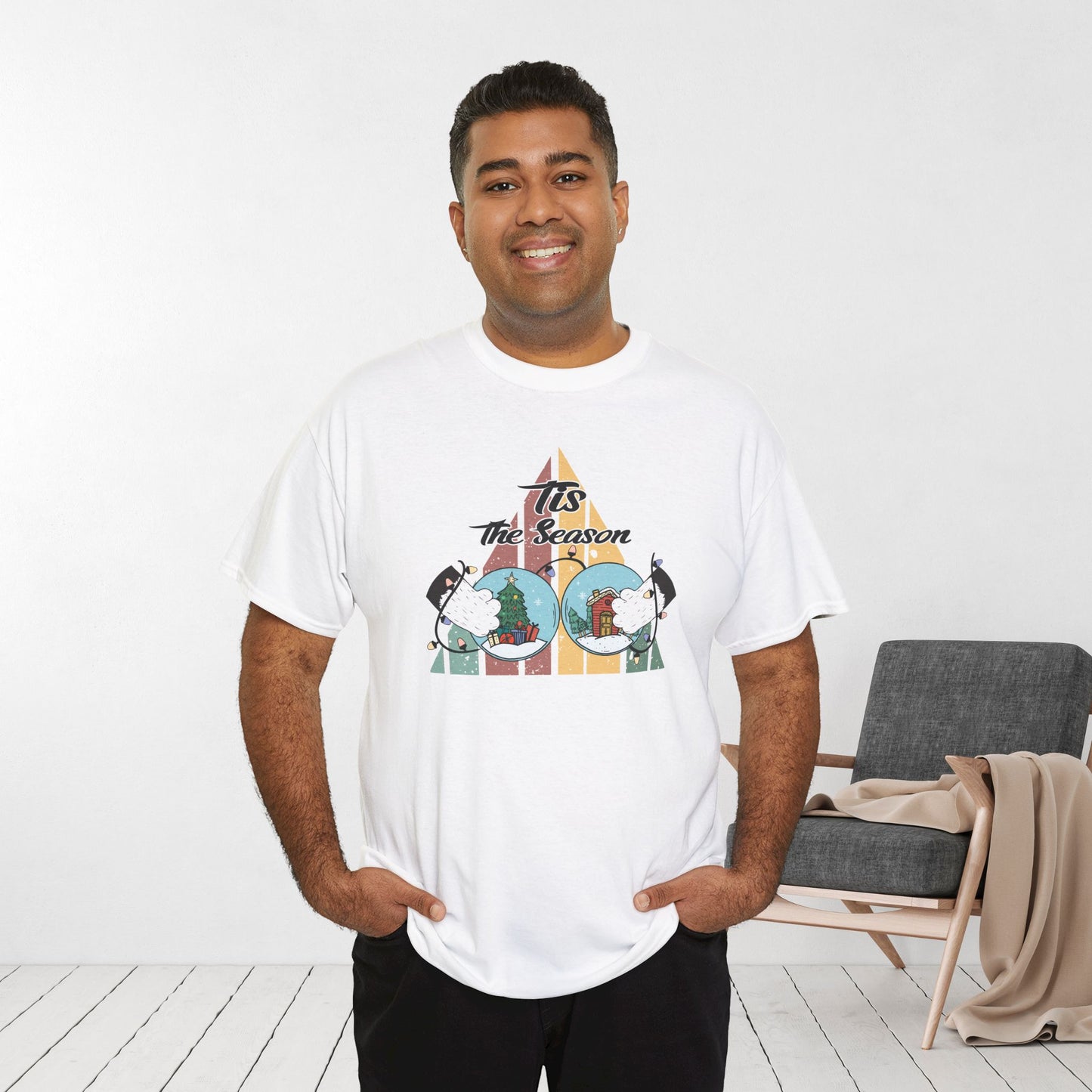 Tis The Season Funny Cat Christmas Heavy Cotton Tee - Cat Lovers Christmas Gift