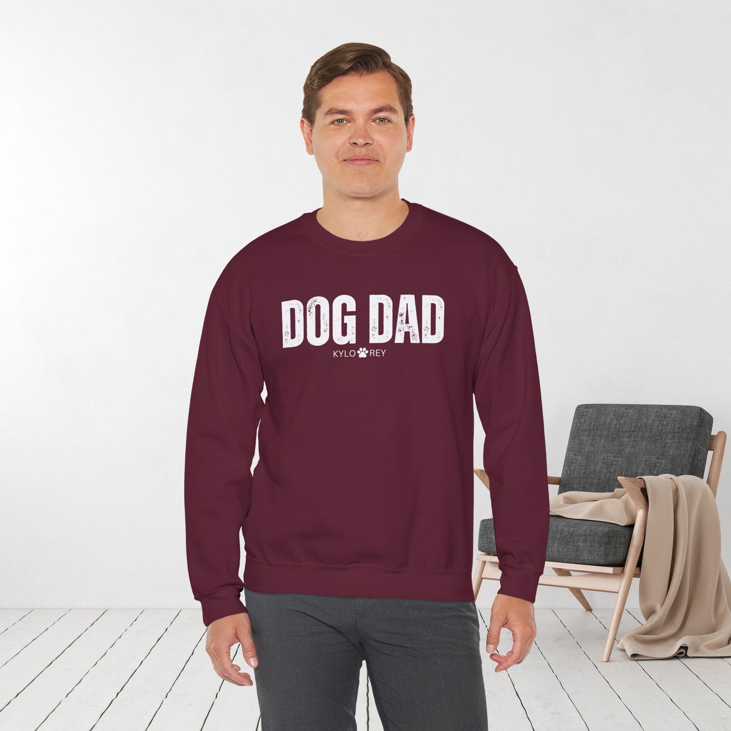 Custom Dog Dad Sweatshirt with Dogs Name - Personalized Gift for Dog Dad