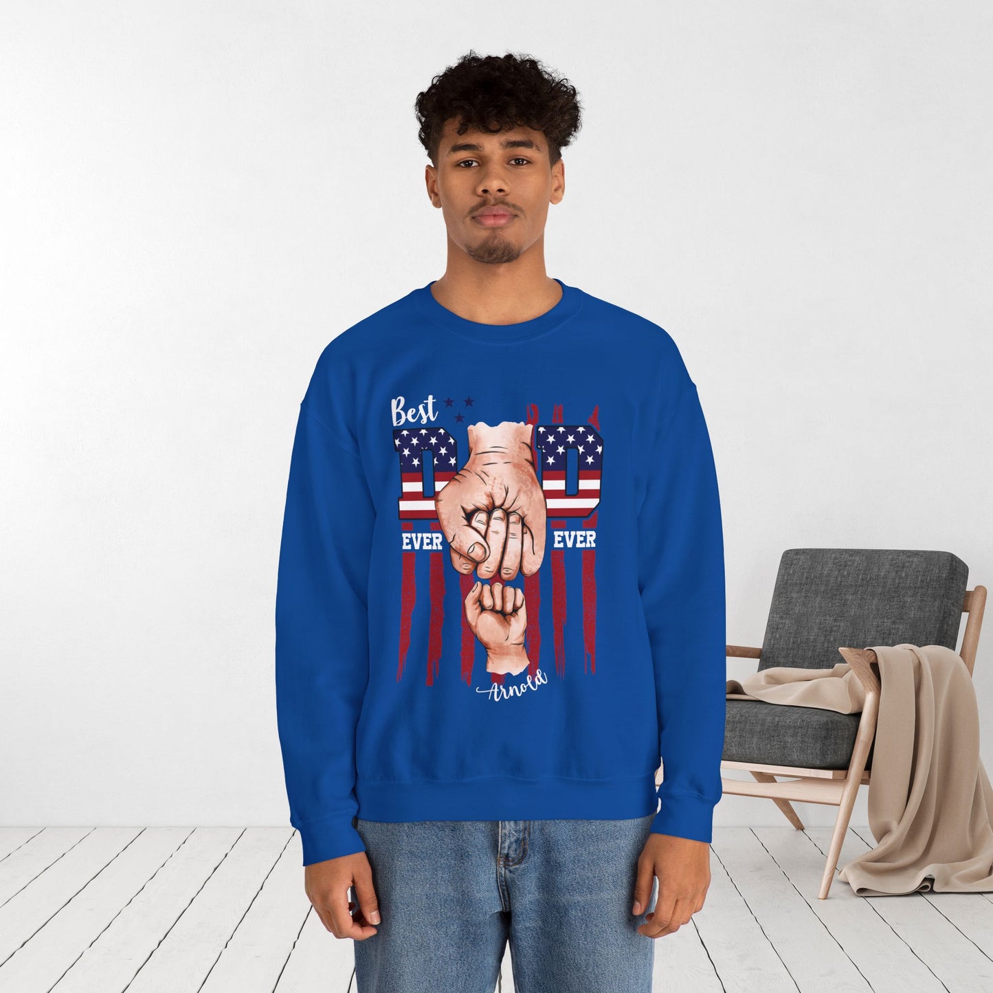 Custom Dad Sweatshirt with Kids Name - Personalized Gift for Dad