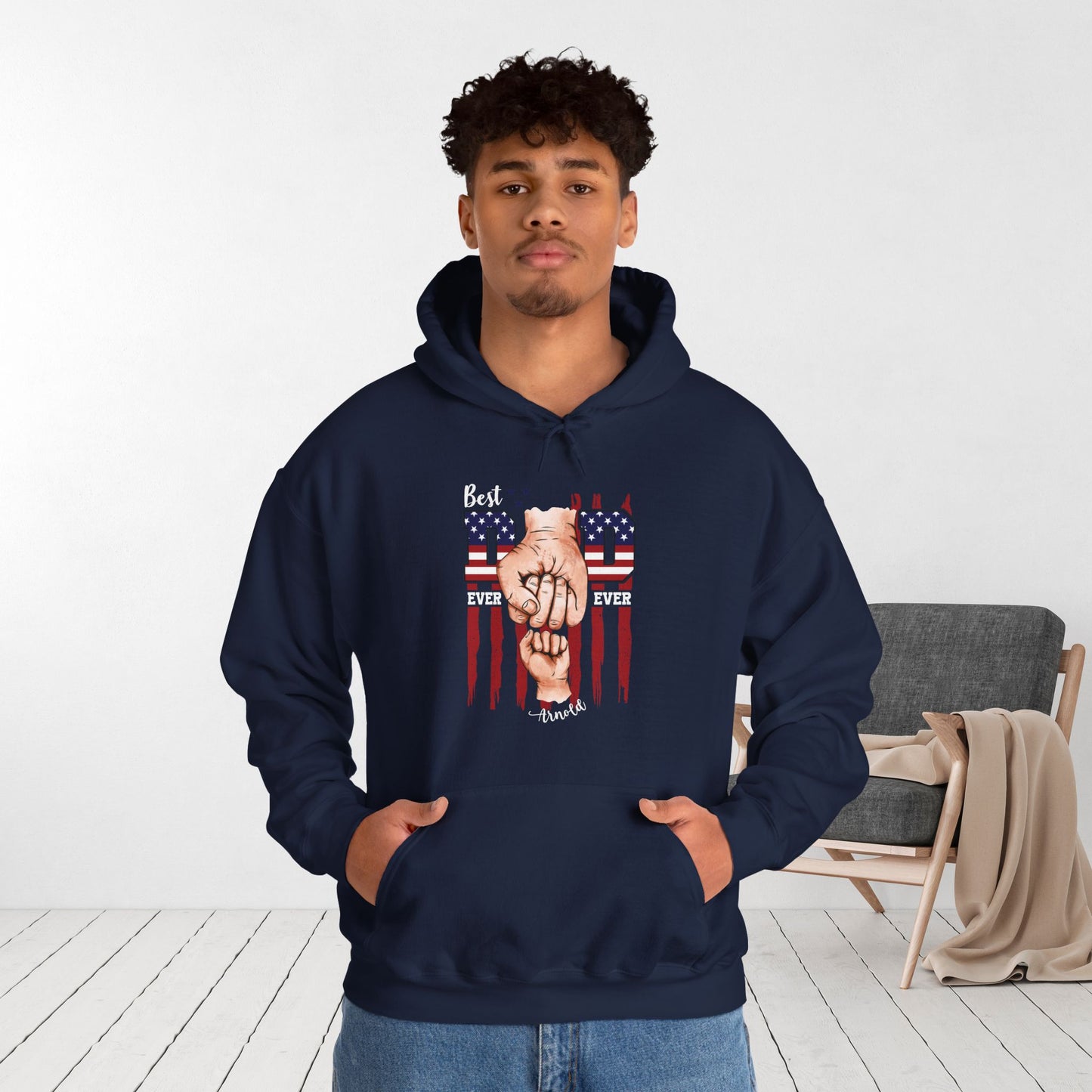 Custom Dad Hoodie with Kids Name - Personalized Gift for Dad
