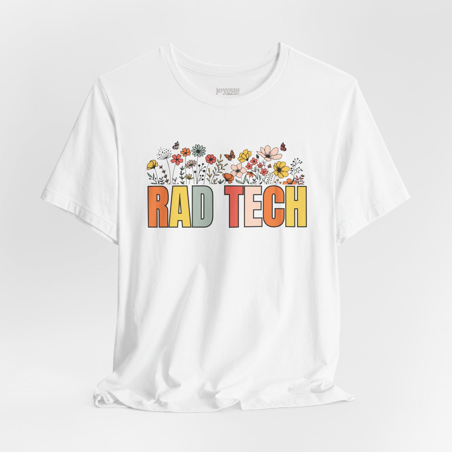 Rad Tech Soft Cotton Tee with Spring Flowers for Radiology Technician