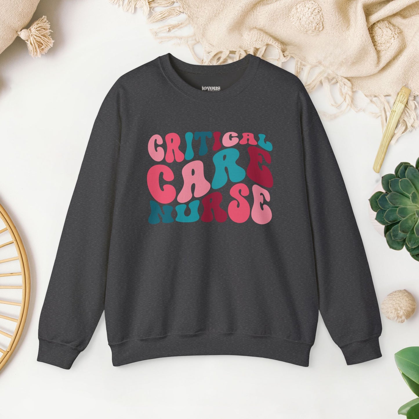 Groovy Colorful Critical Care Nurse Crewneck Sweatshirt