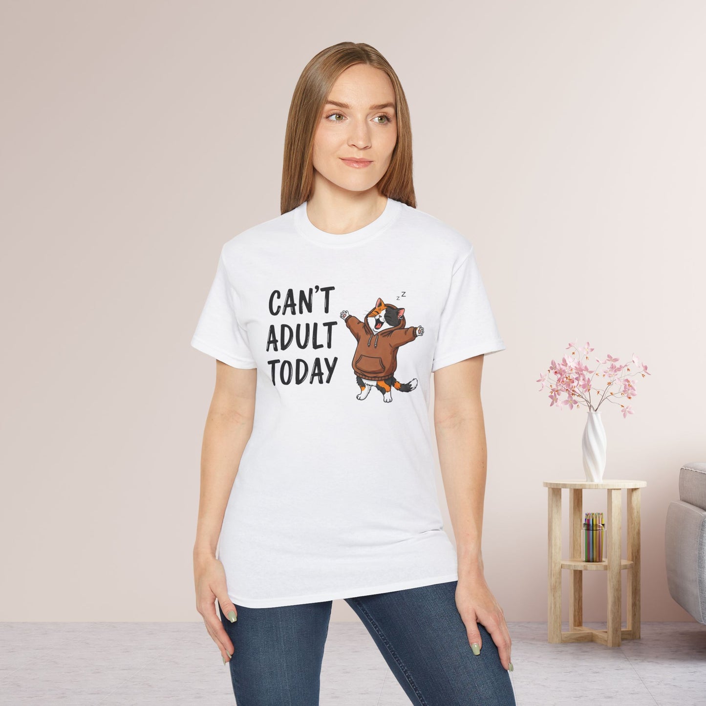 Can't Adult Today Funny Cat Ultra Cotton Tee