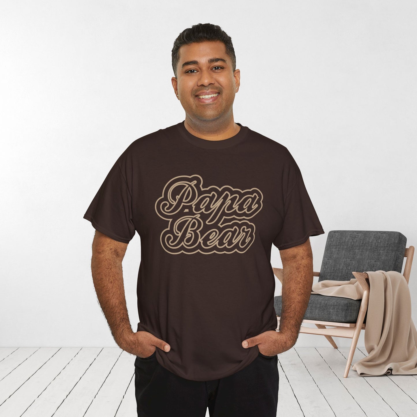 Papa Bear Heavy Cotton Tee - Gift for Dad for Father's Day