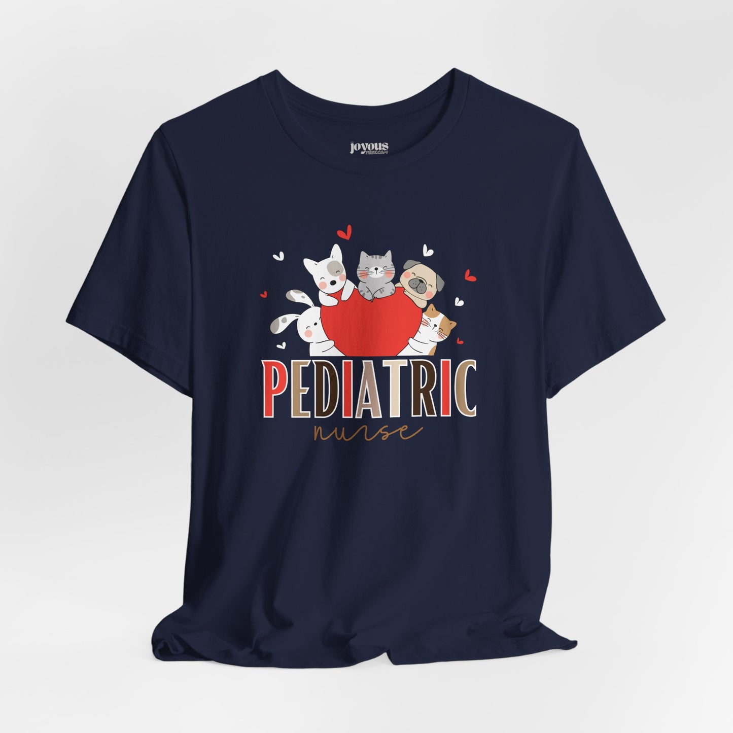 Pediatric Nurse Soft Cotton Tee with Cute Dogs and Cats for PEDS Nurse