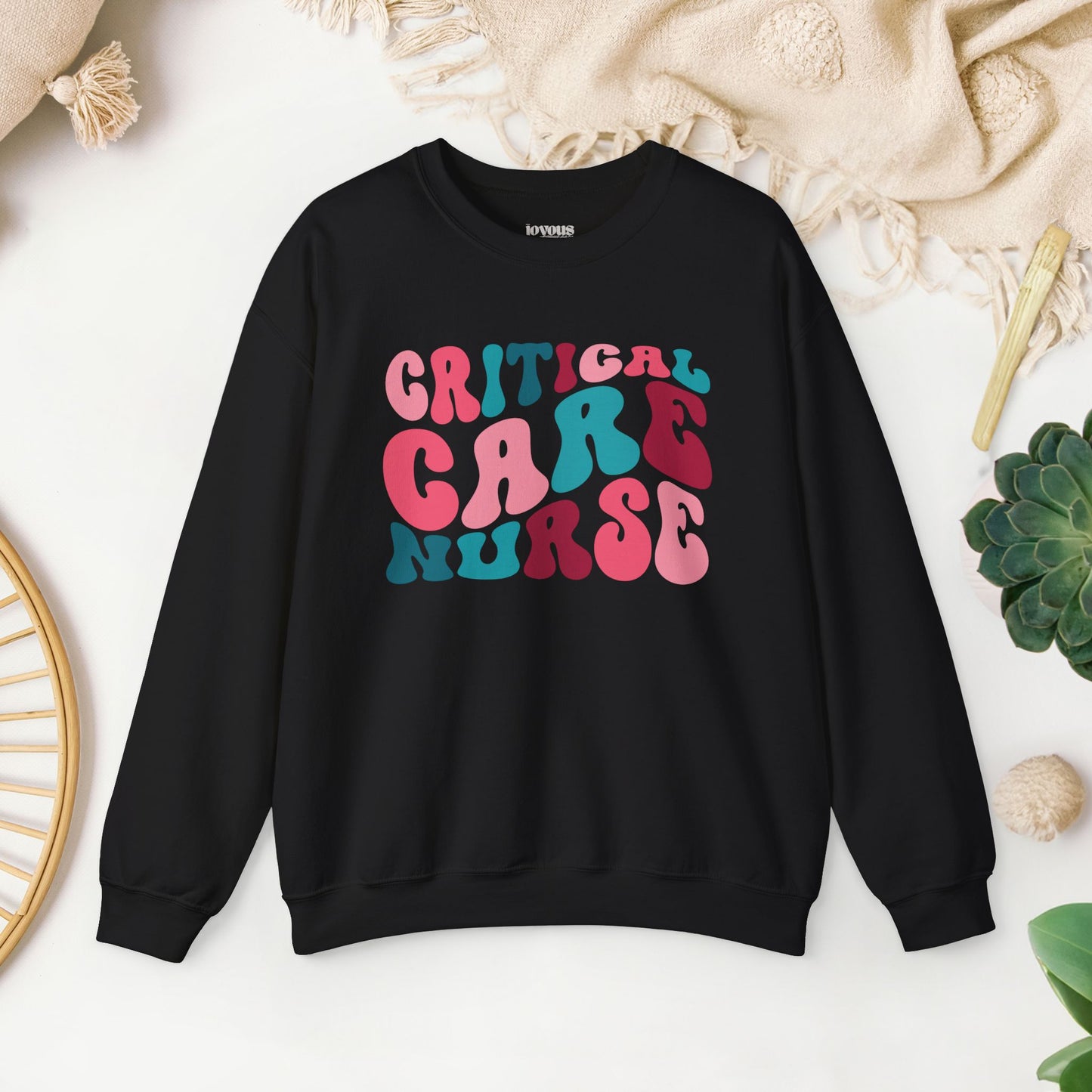 Groovy Colorful Critical Care Nurse Crewneck Sweatshirt