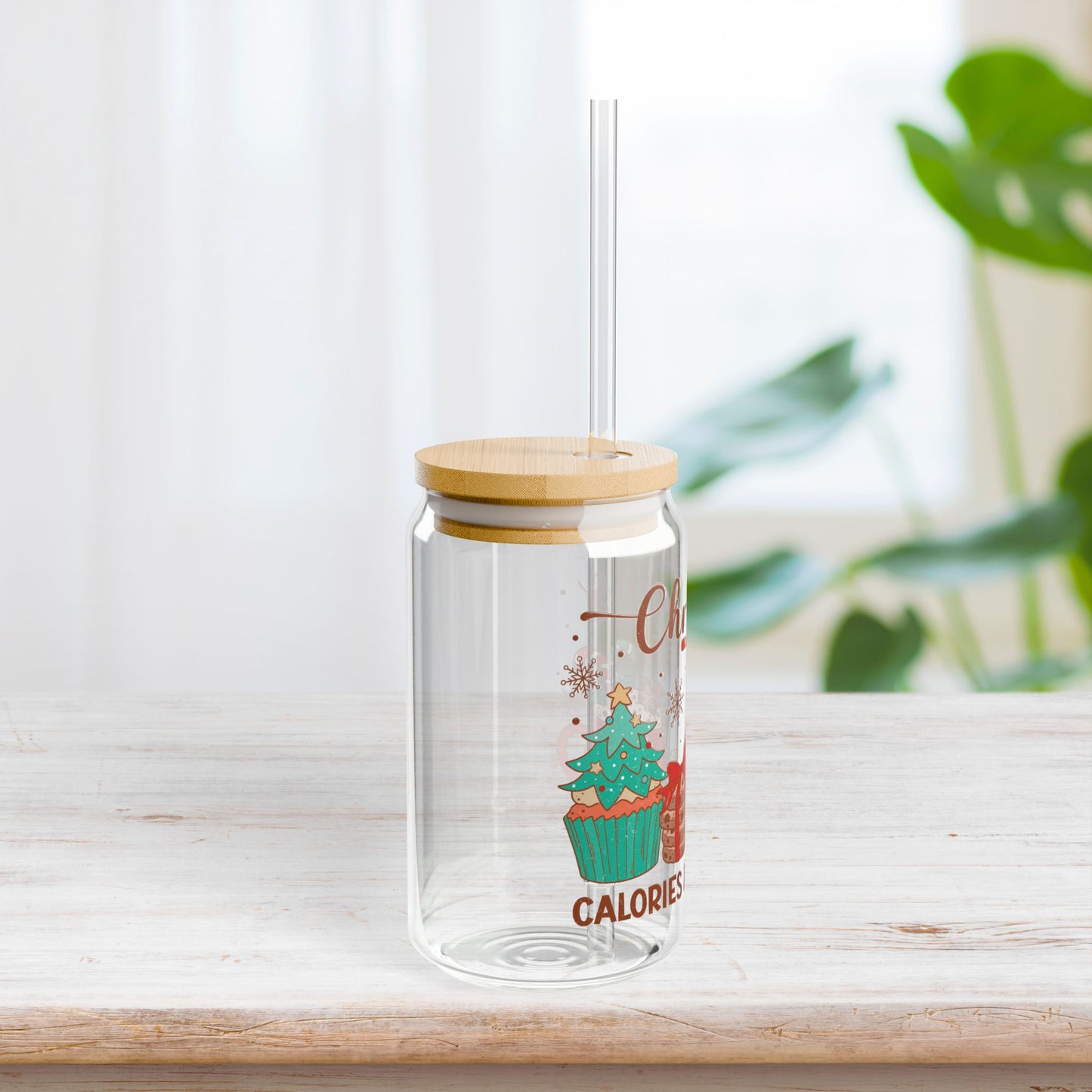 Christmas Calories Don't Count Retro Christmas Sipper Glass - Best Christmas Gift