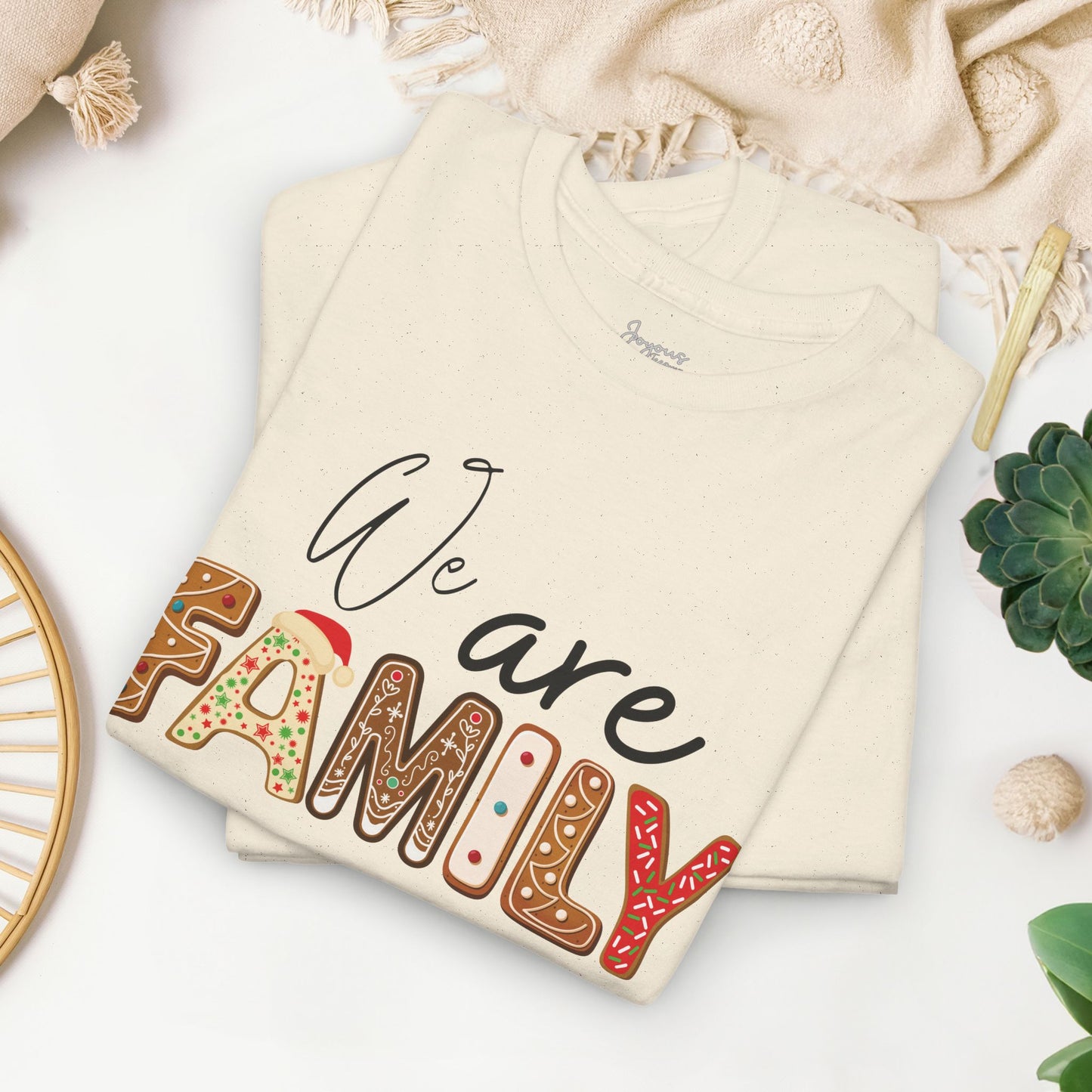 We Are Family Christmas Cookie Heavy Cotton Tee - Christmas Pajama Shirt