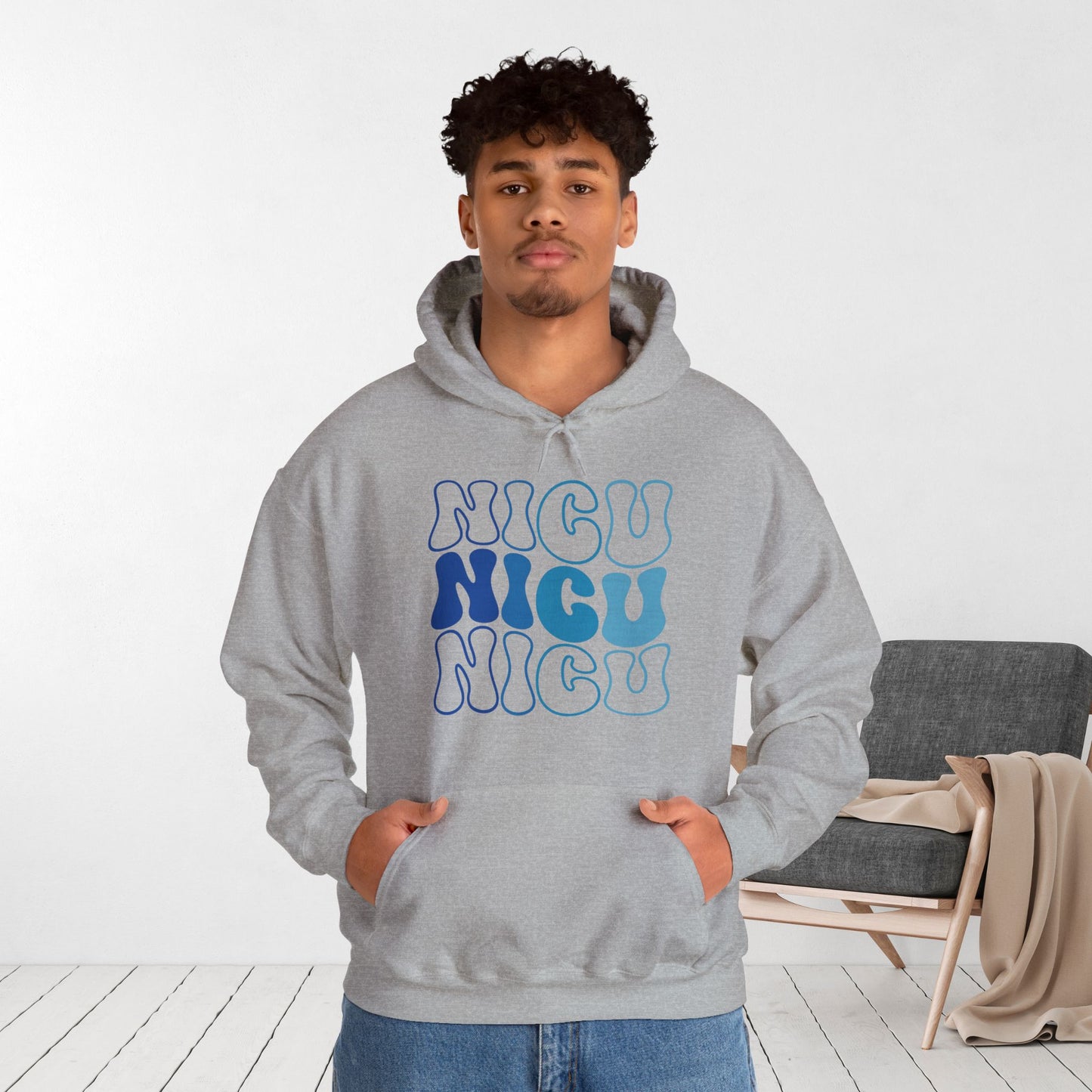 Groovy Blue NICU Hoodie - Neonatal ICU Nurse Hoodie